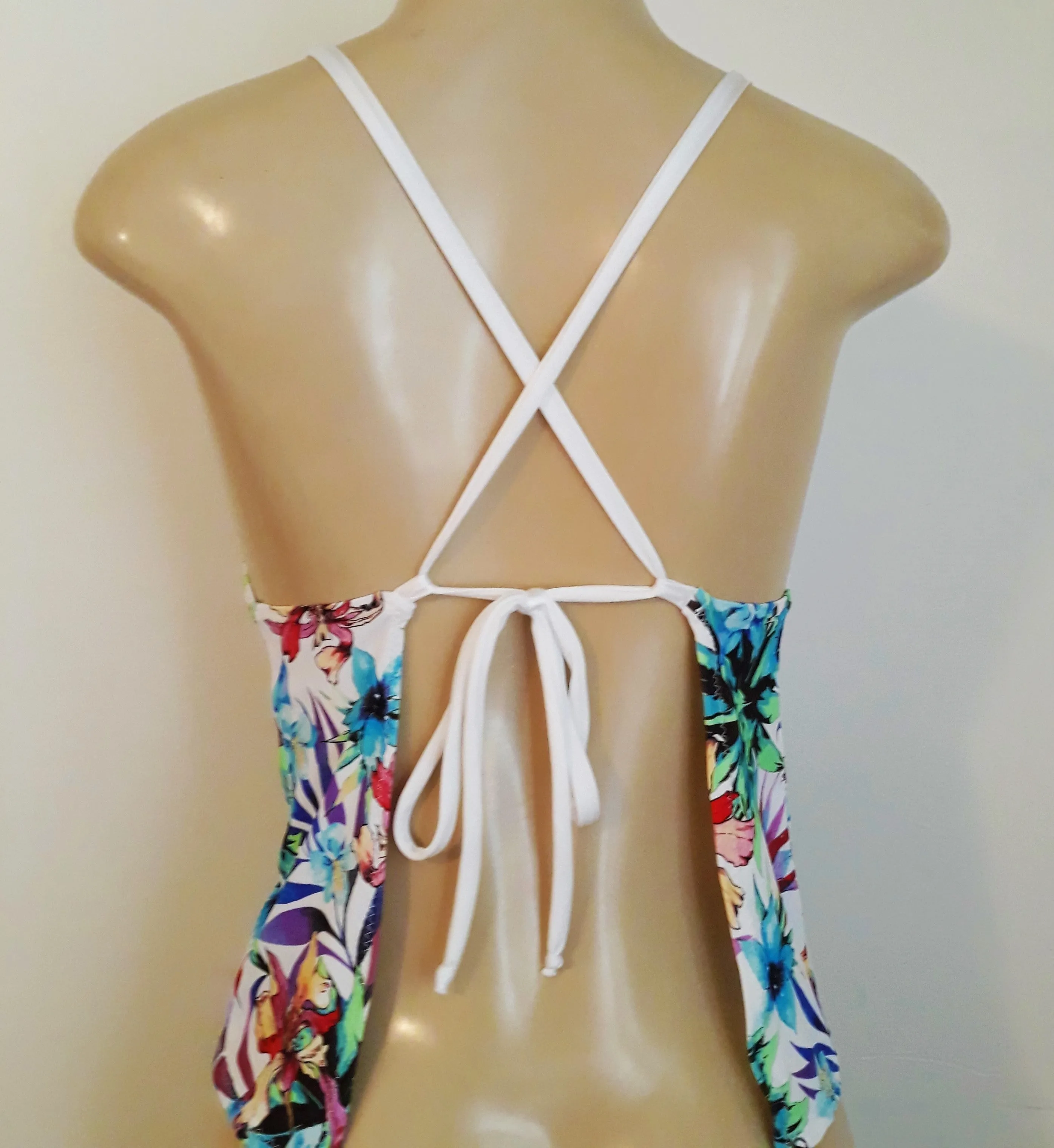 Crisscross Back Tankinis. Open Tie Back Tankini Swimwear