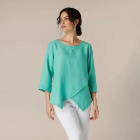 Cross Dye Asymmetric Tunic - Aquamarine