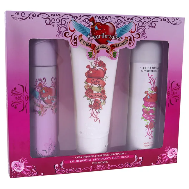 Cuba Heartbreaker by Cuba for Women - 3 Pc Gift Set