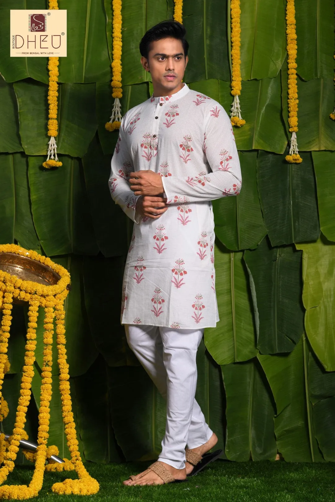 Dheu Designer Floral Printed Men's Kurta