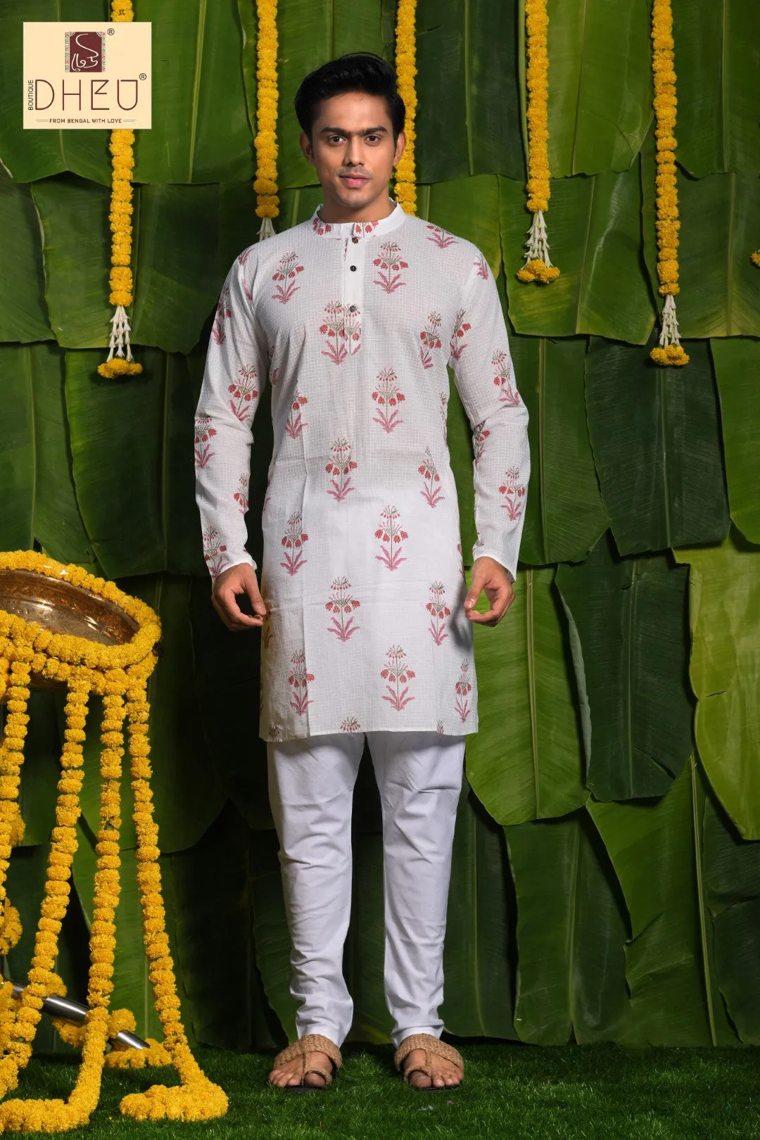 Dheu Designer Floral Printed Men's Kurta