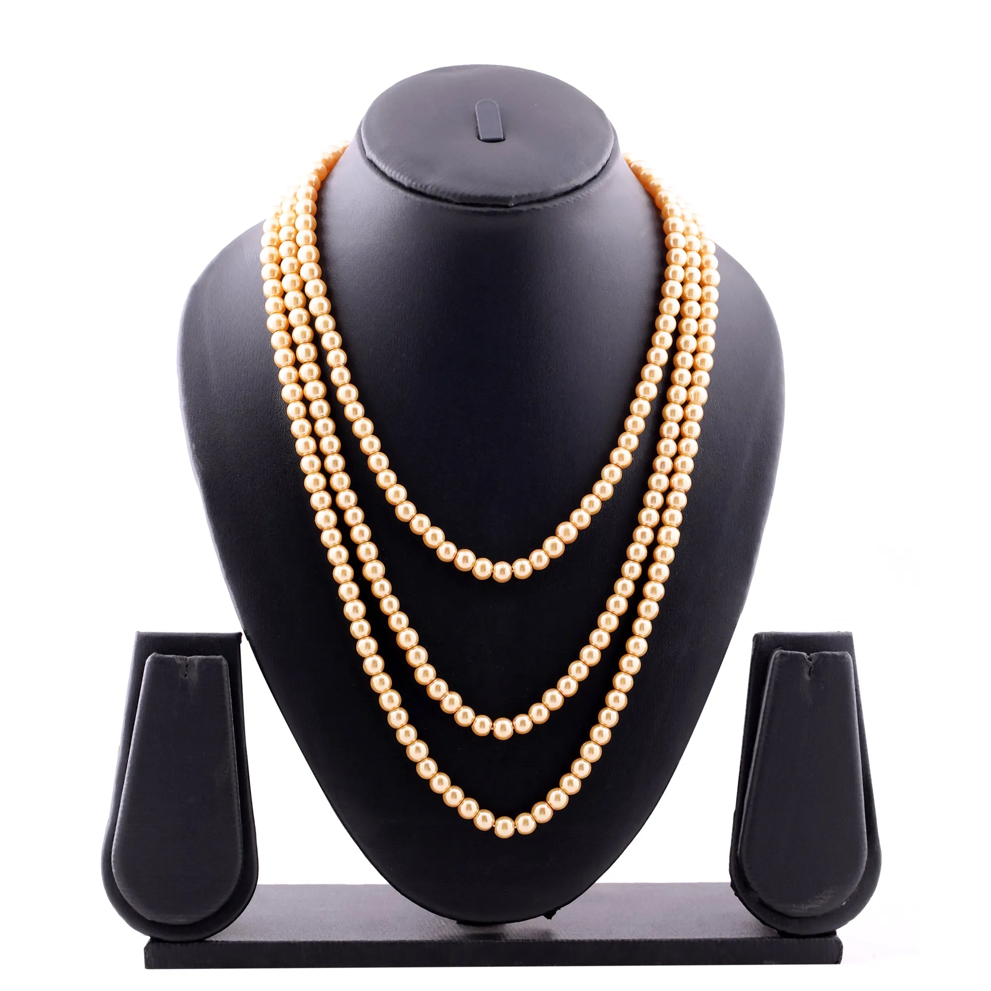 Estele gold pearl three layered necklace