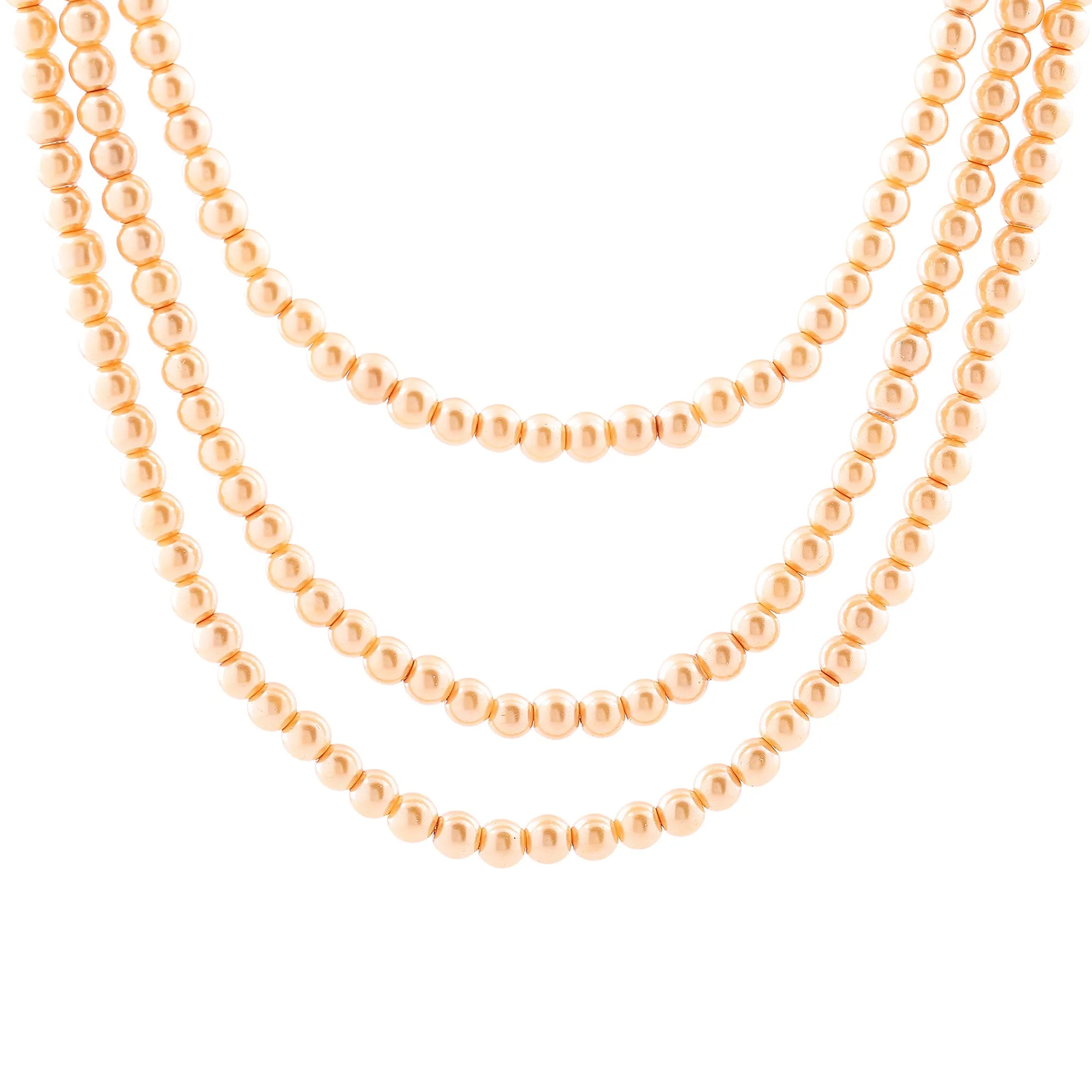 Estele gold pearl three layered necklace