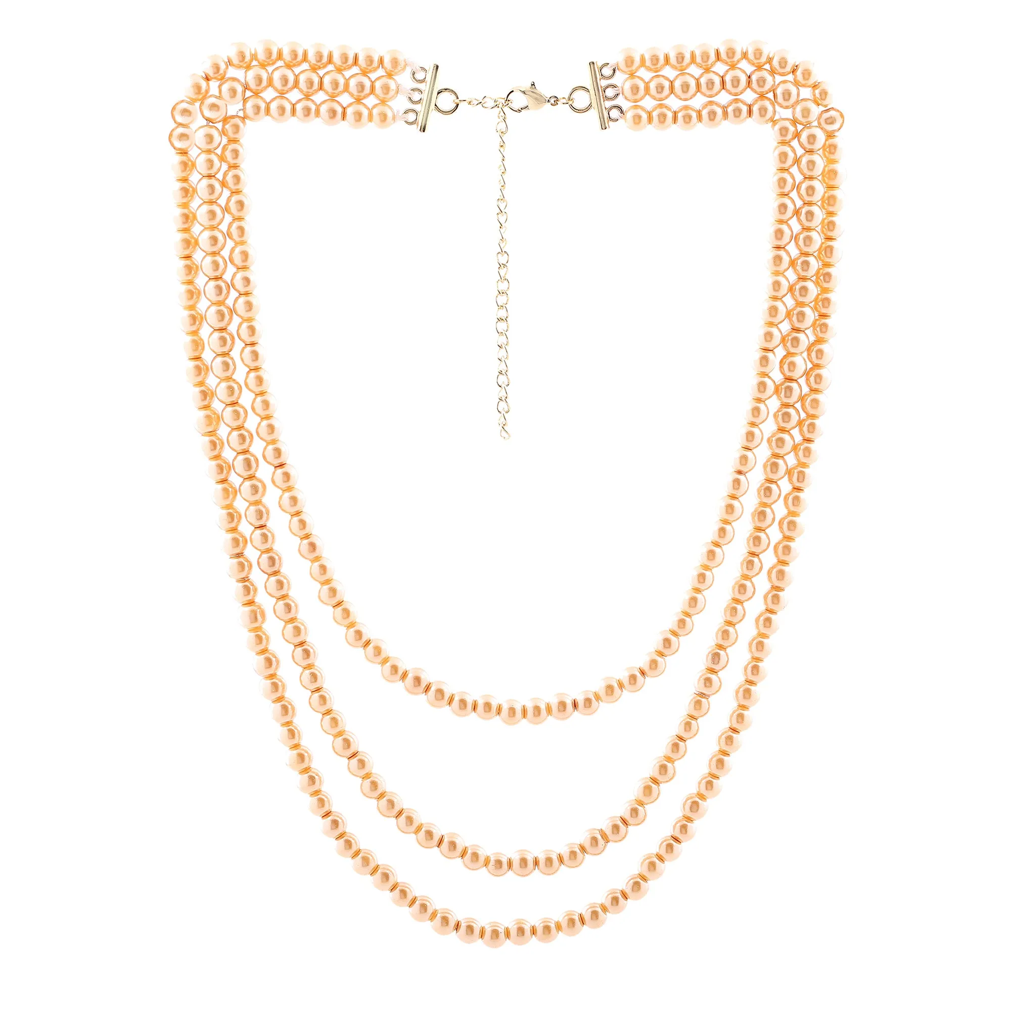 Estele gold pearl three layered necklace