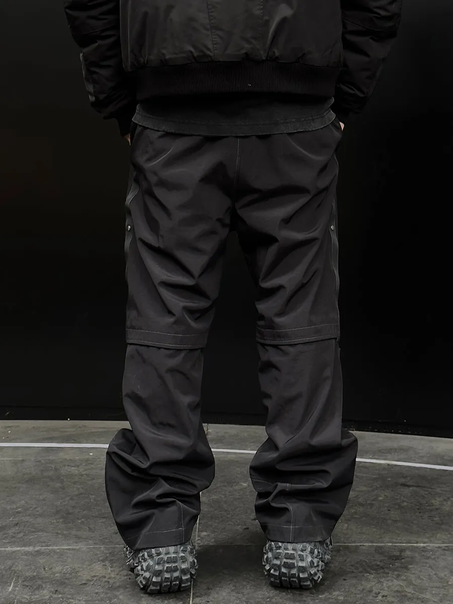 F2CE Nylon Multi Pocket Micro Flare Straight Leg Zipper Pants