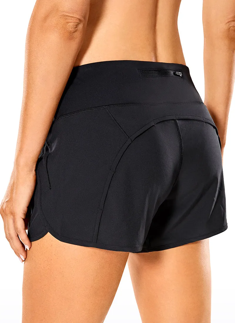 Feathery-Fit Mid-Rise Lined Shorts with Flat Waist 4''