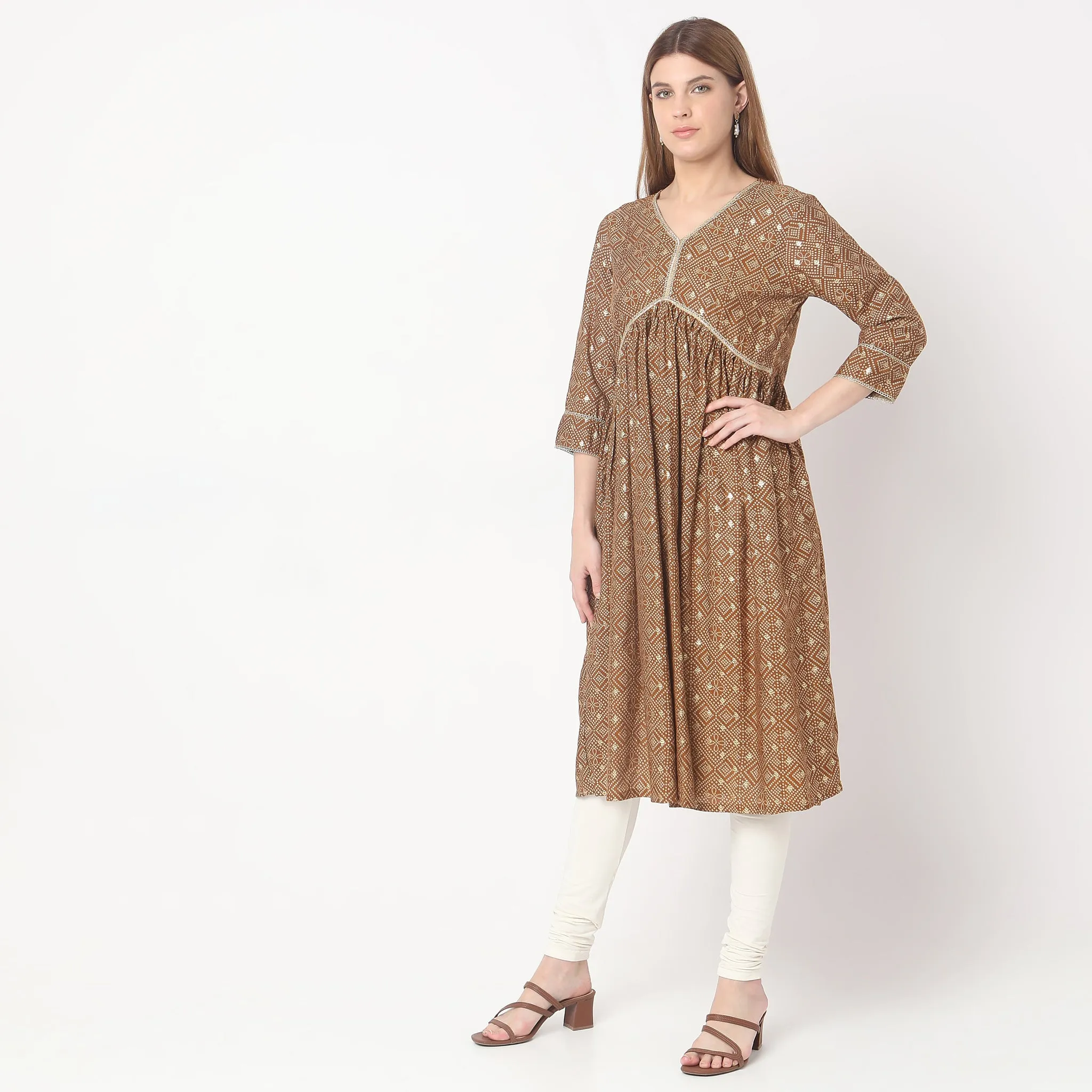 Flare Fit Embellished Kurta