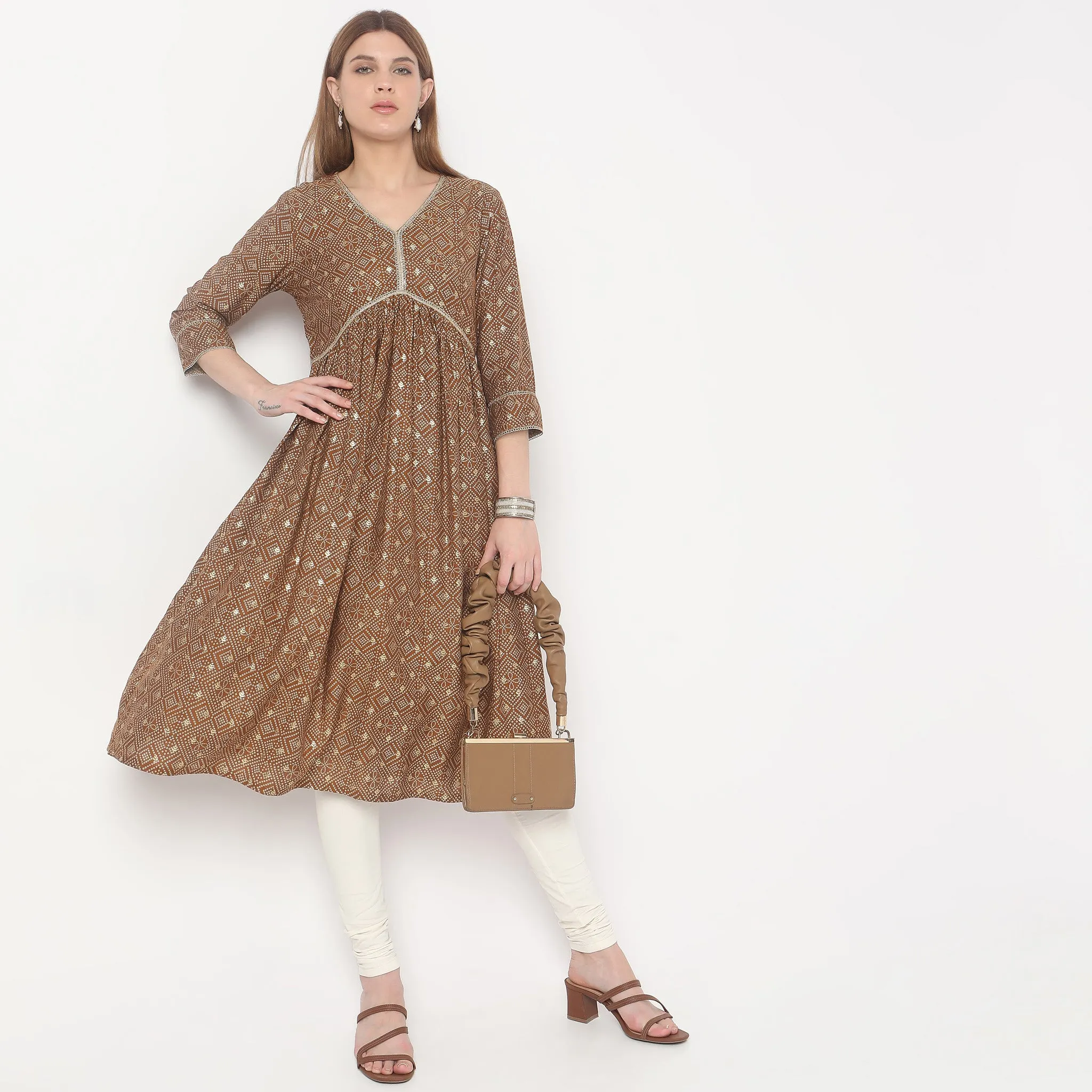 Flare Fit Embellished Kurta