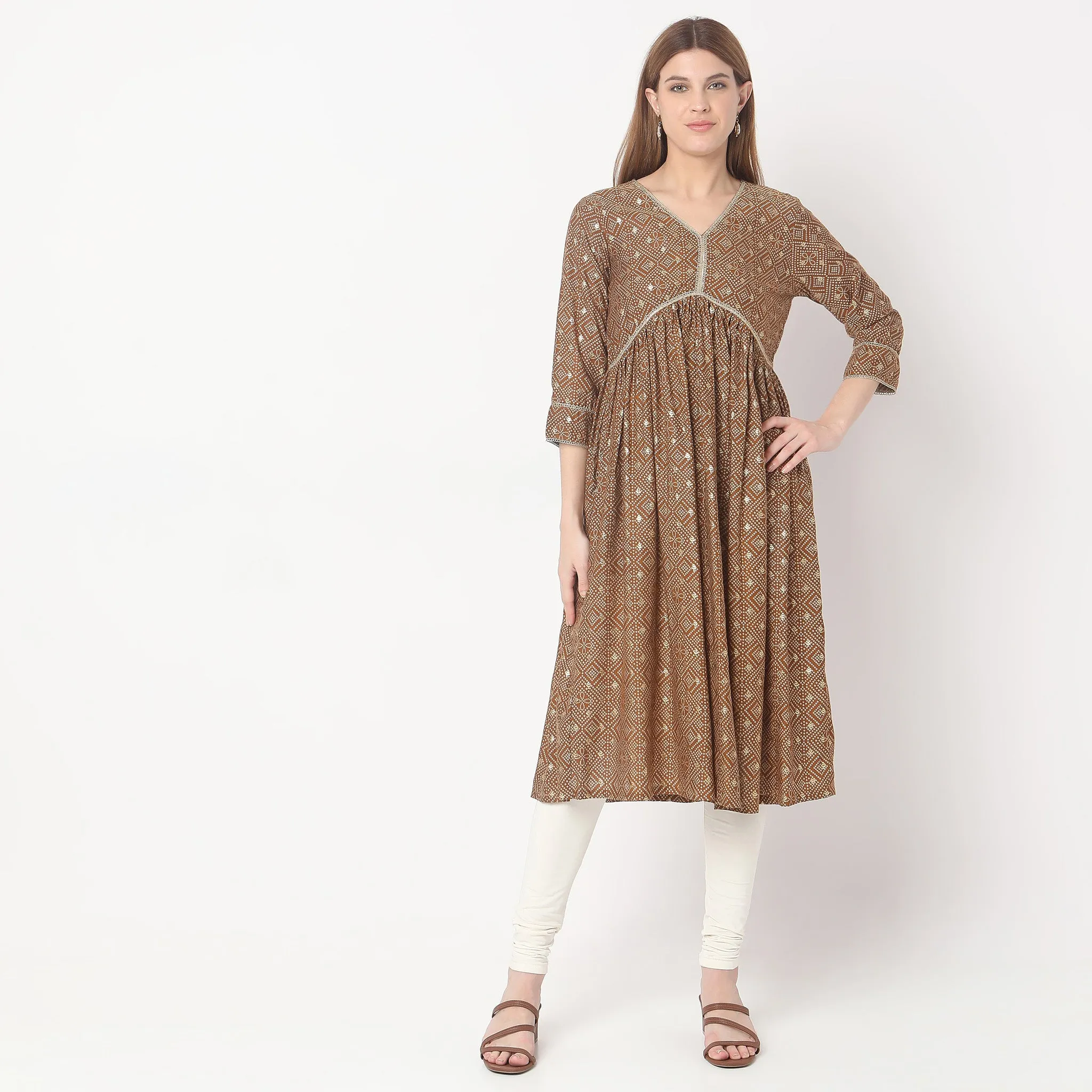 Flare Fit Embellished Kurta