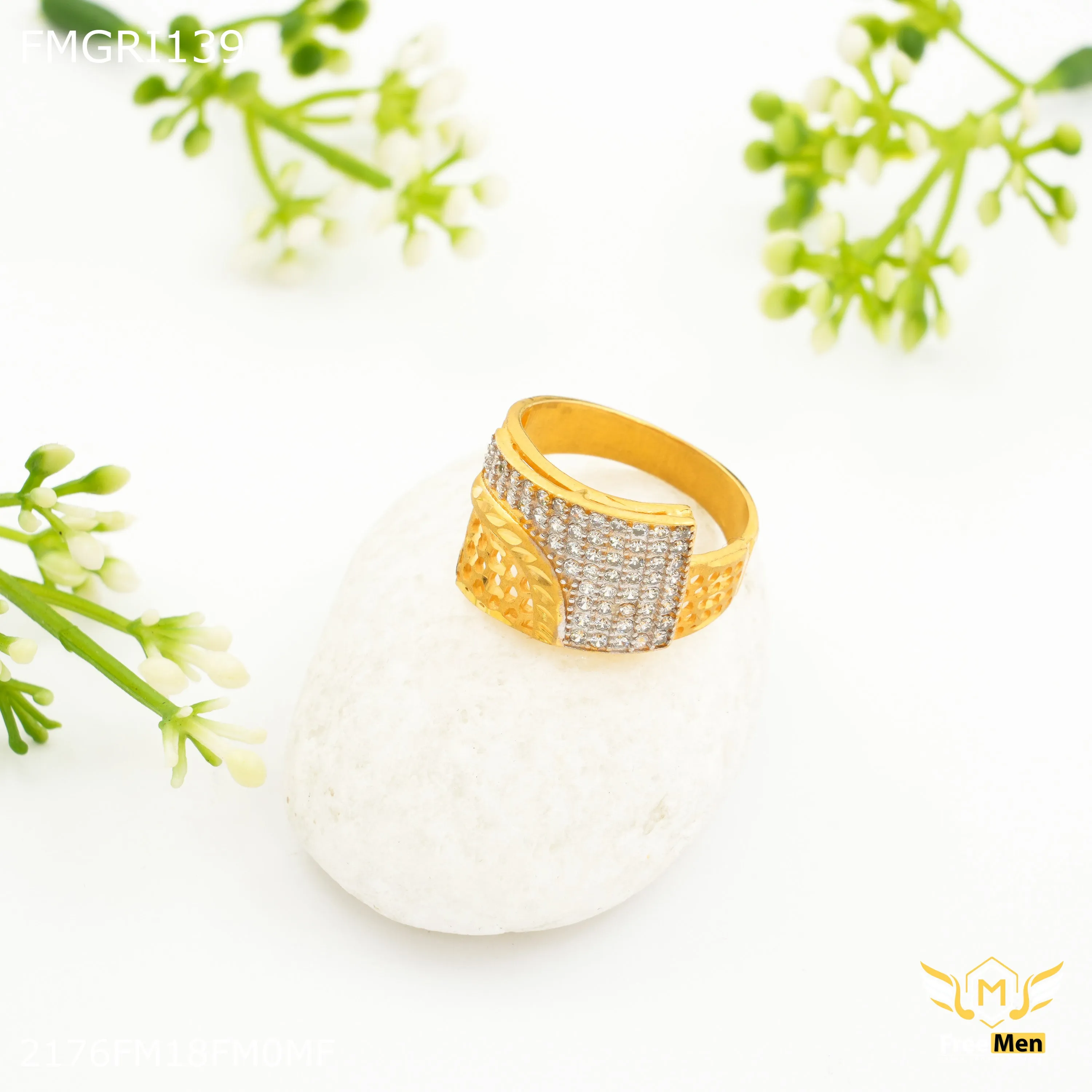 Freeme 1gm Net with AD Gold plated ring for men - FMGRI139