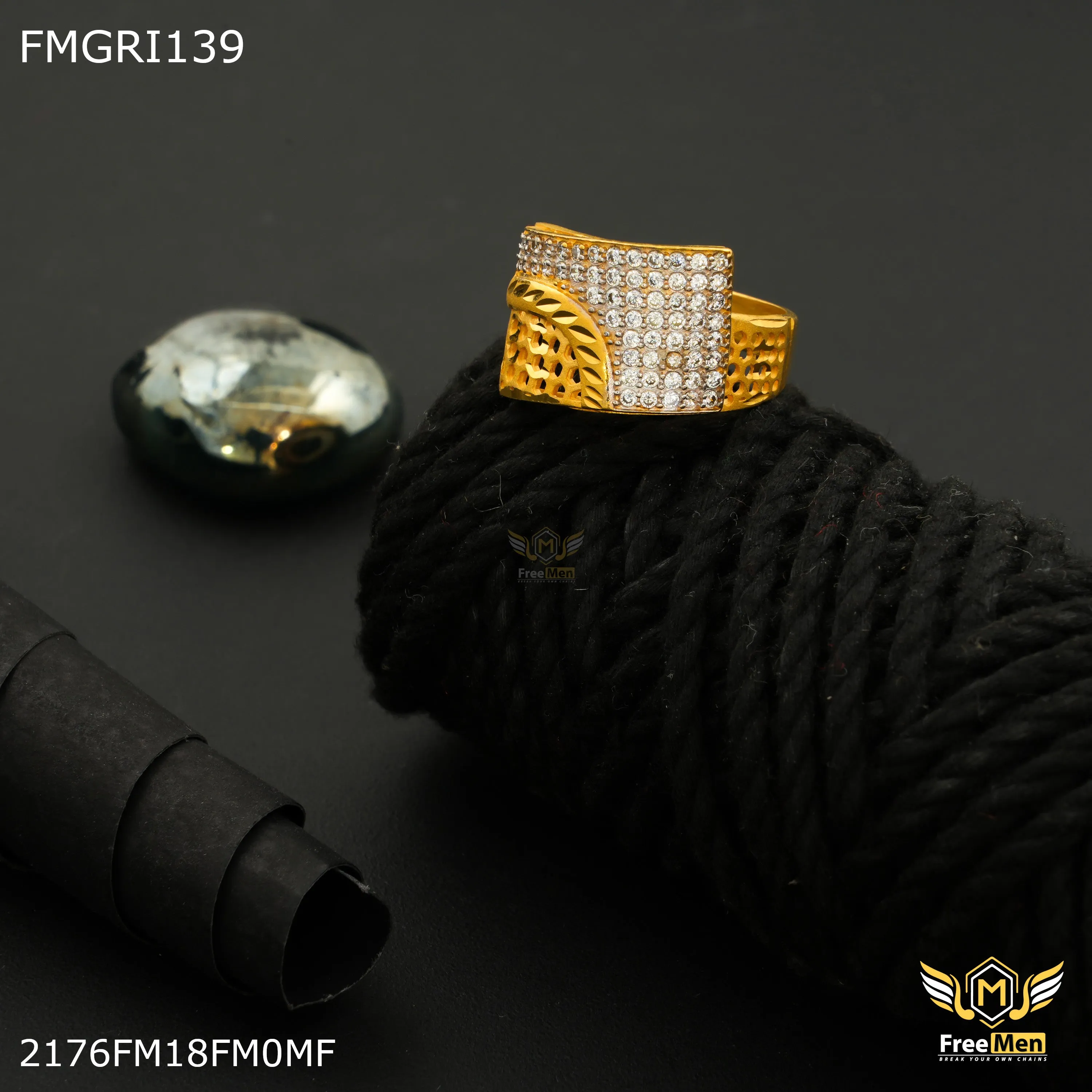 Freeme 1gm Net with AD Gold plated ring for men - FMGRI139