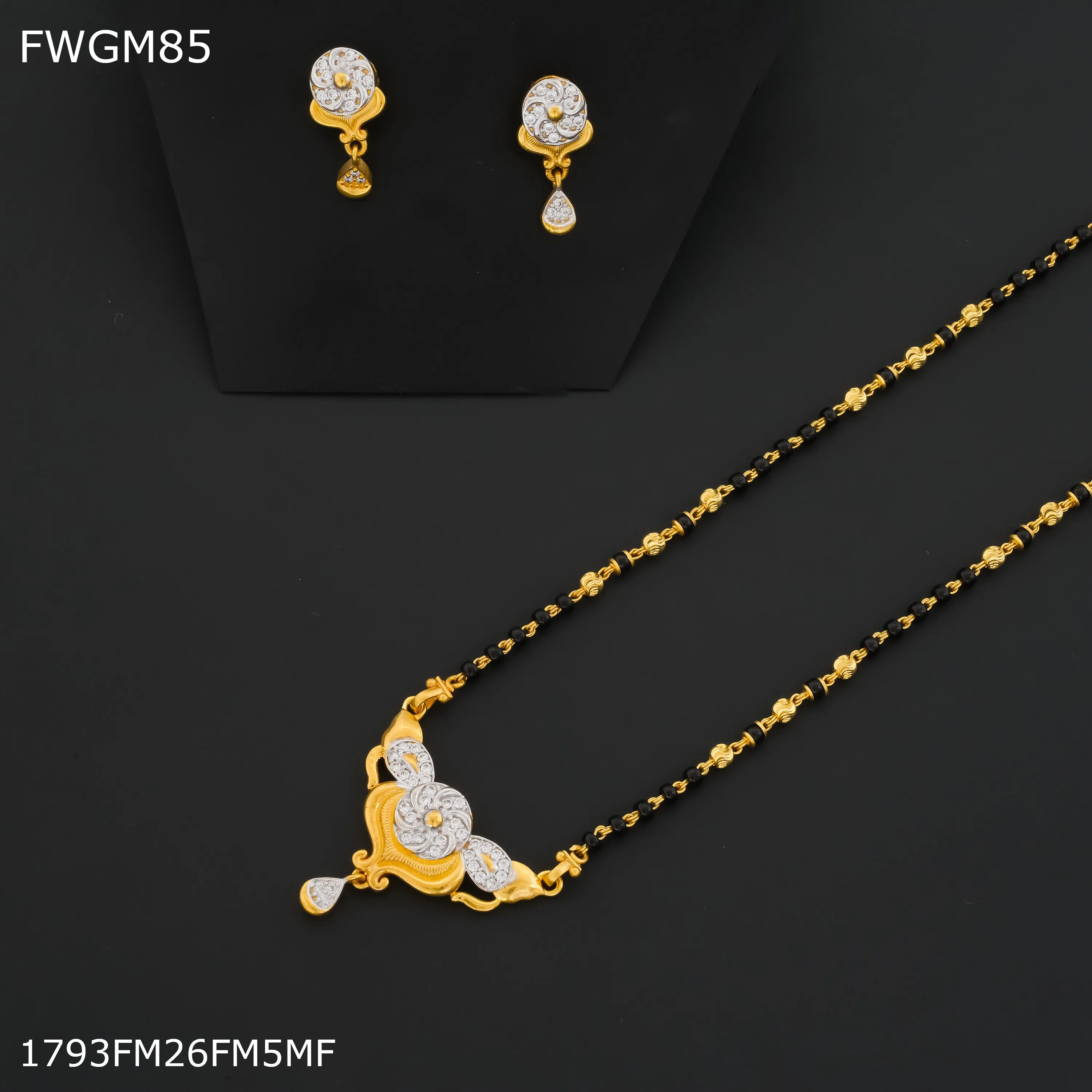 Freemen 1MG One line mangalsutra with earrings for women - FWGM85