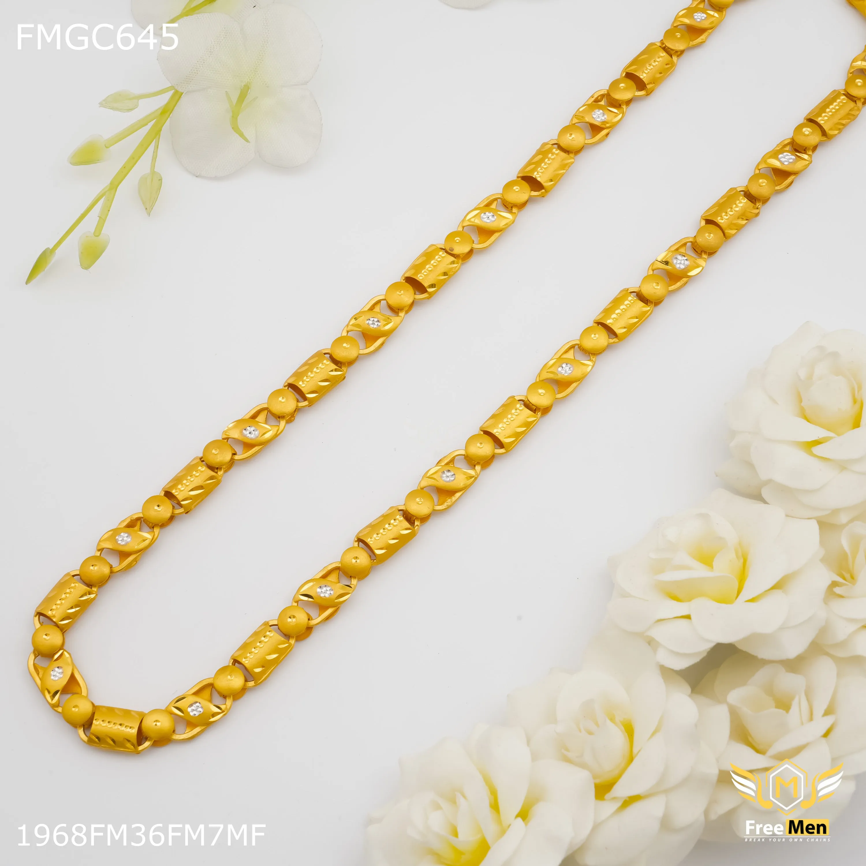 Freemen C cuting Gold Plated Chain for Man - FMGC645