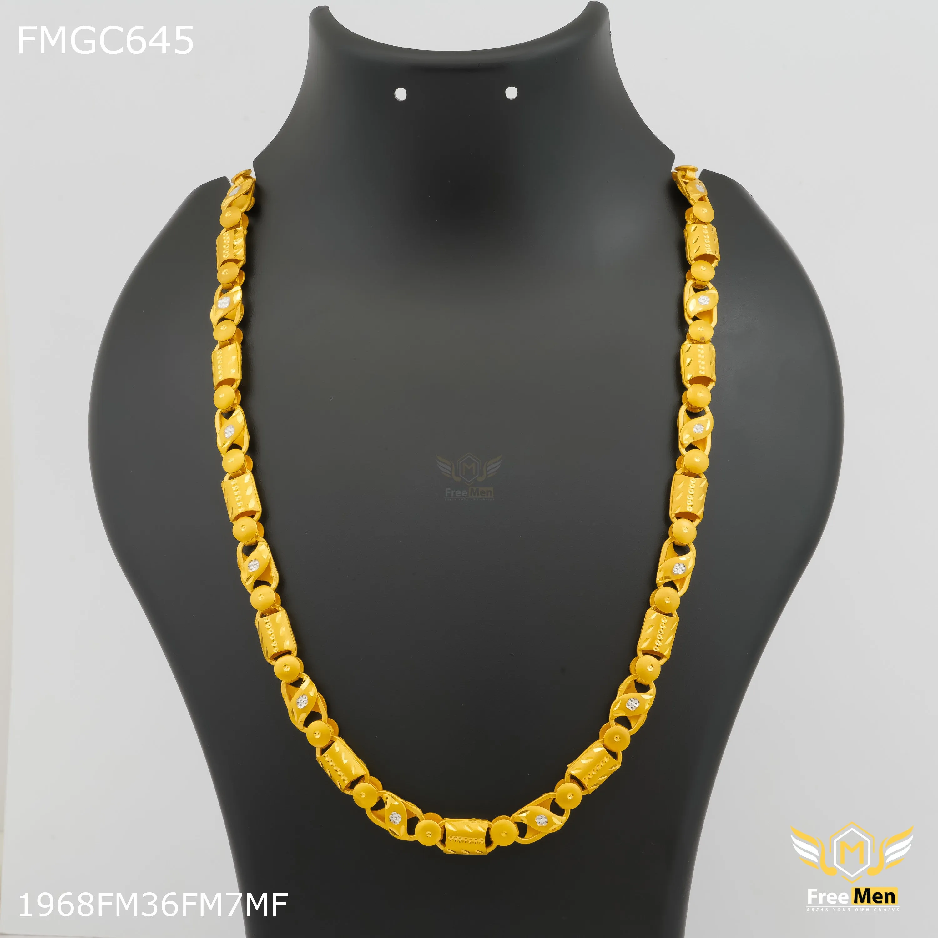 Freemen C cuting Gold Plated Chain for Man - FMGC645