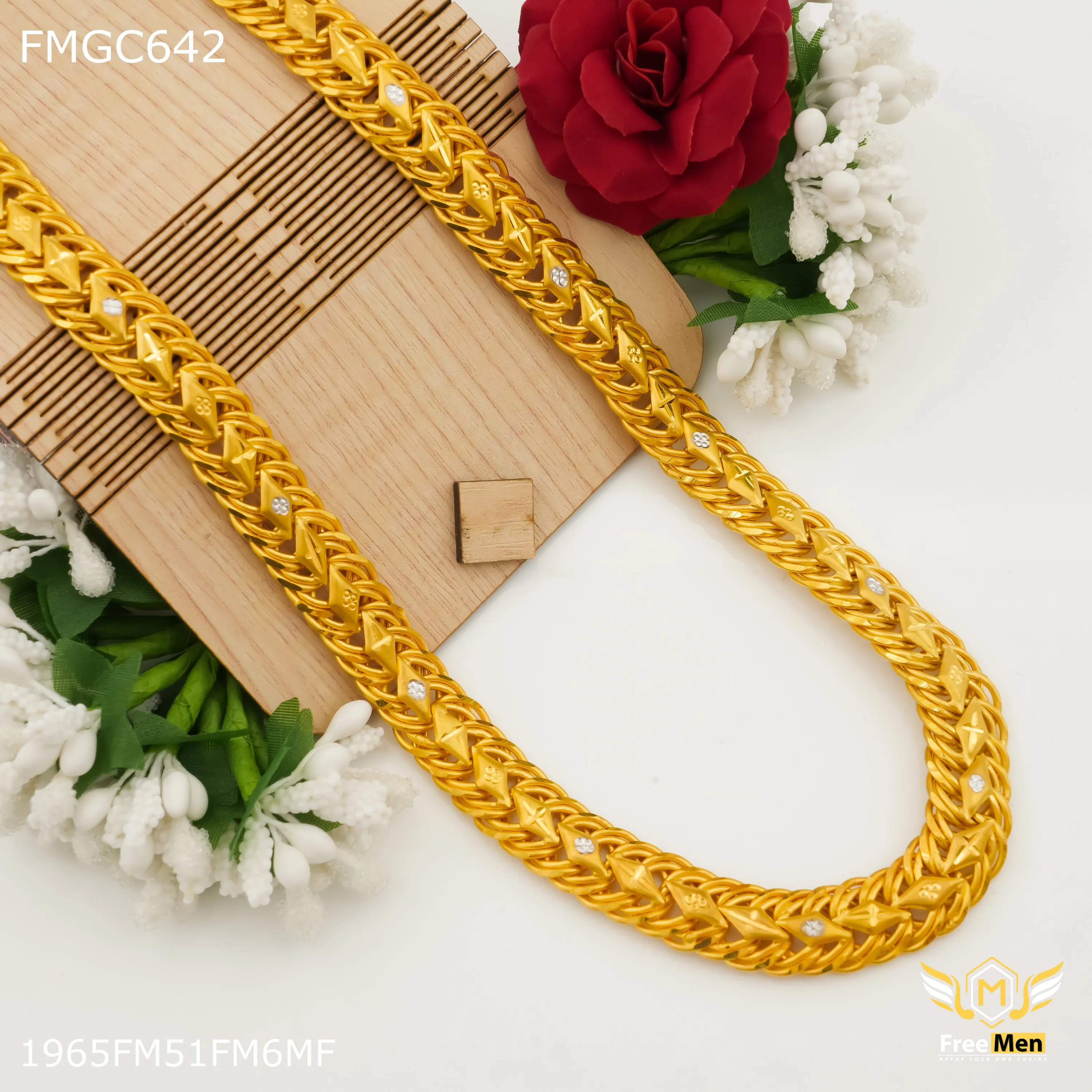 Freemen Dimond Cut Gold Plated Chain for Man - FMGC642