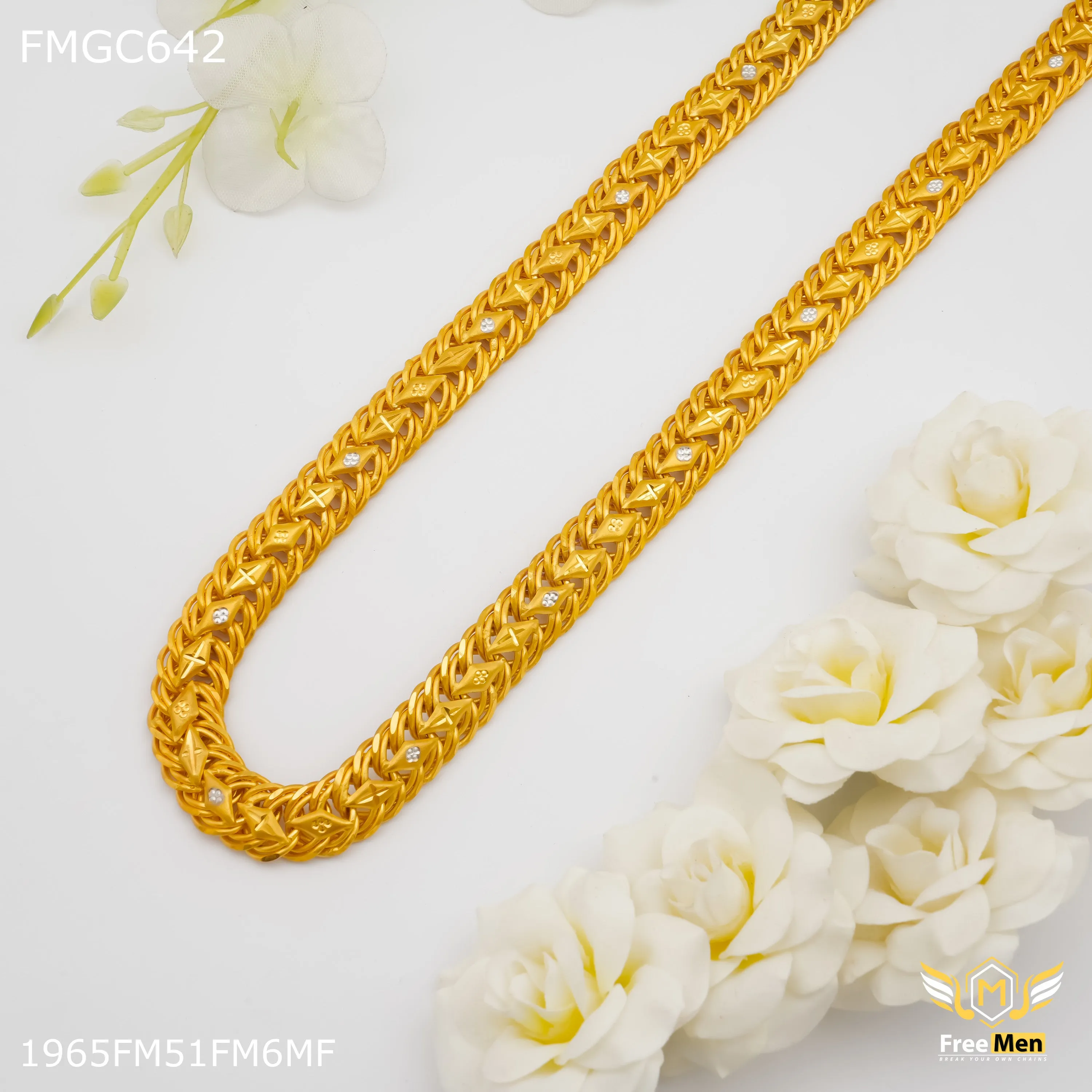 Freemen Dimond Cut Gold Plated Chain for Man - FMGC642