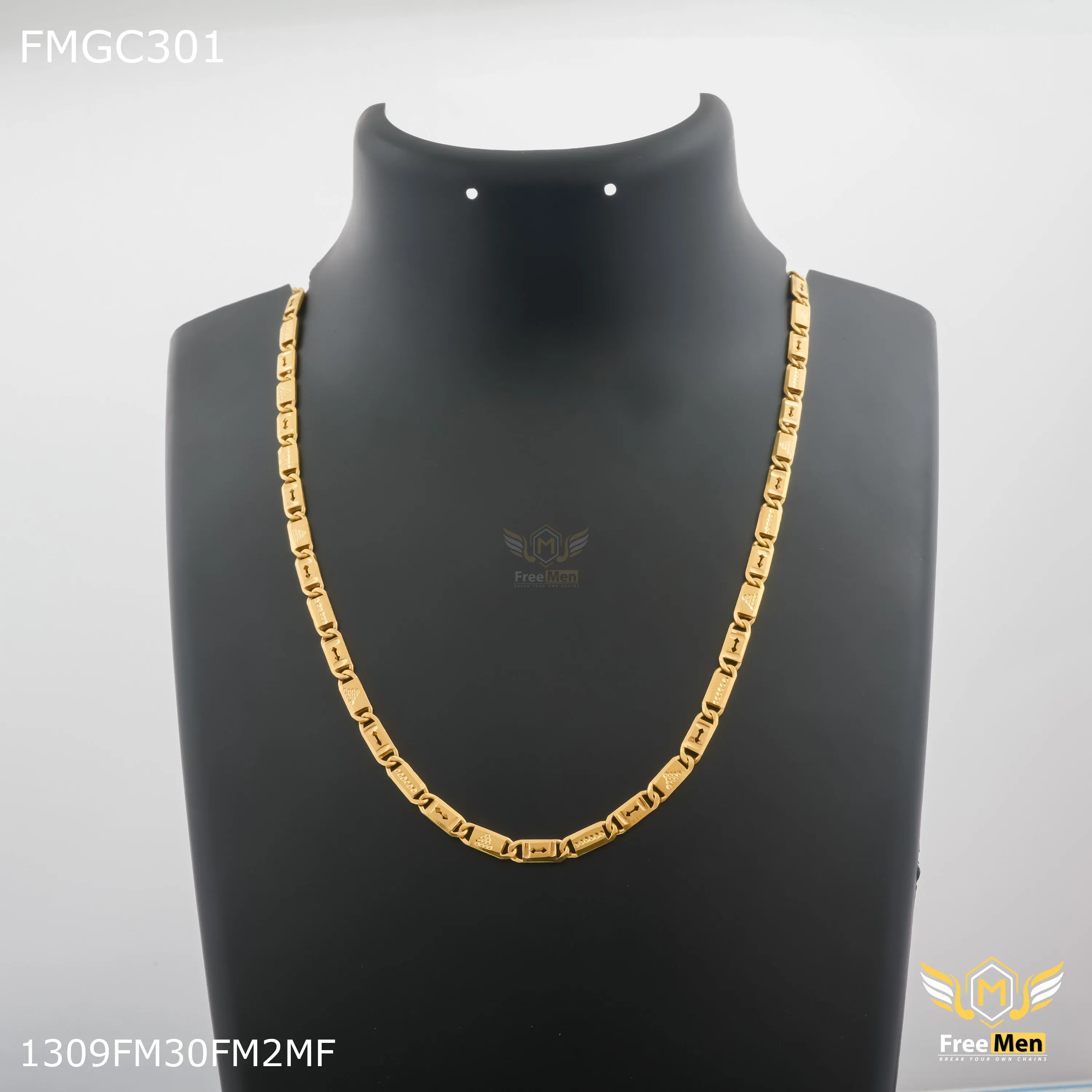 Freemen Double arrow symbol nawabi golden chain For Men - FMGC301