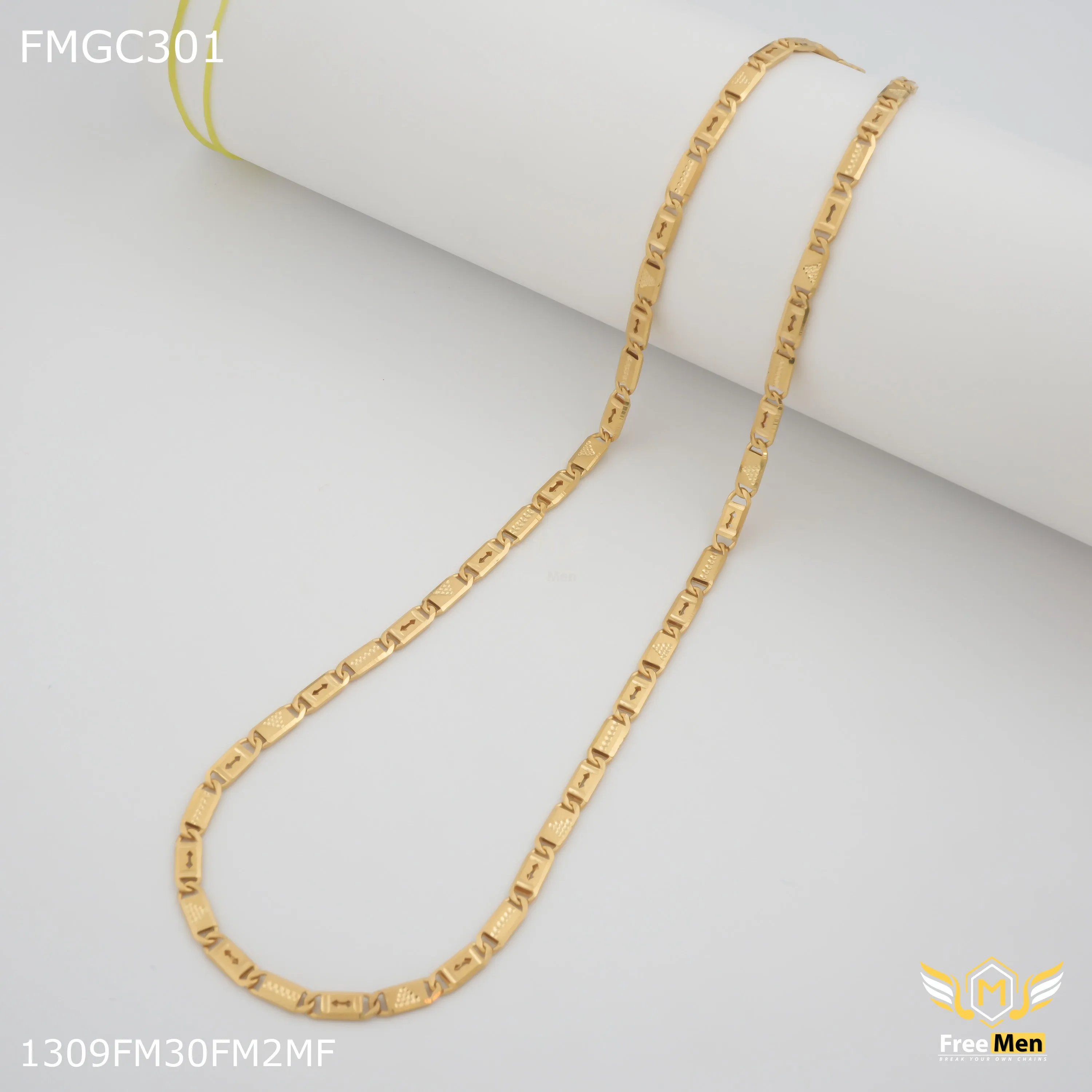 Freemen Double arrow symbol nawabi golden chain For Men - FMGC301