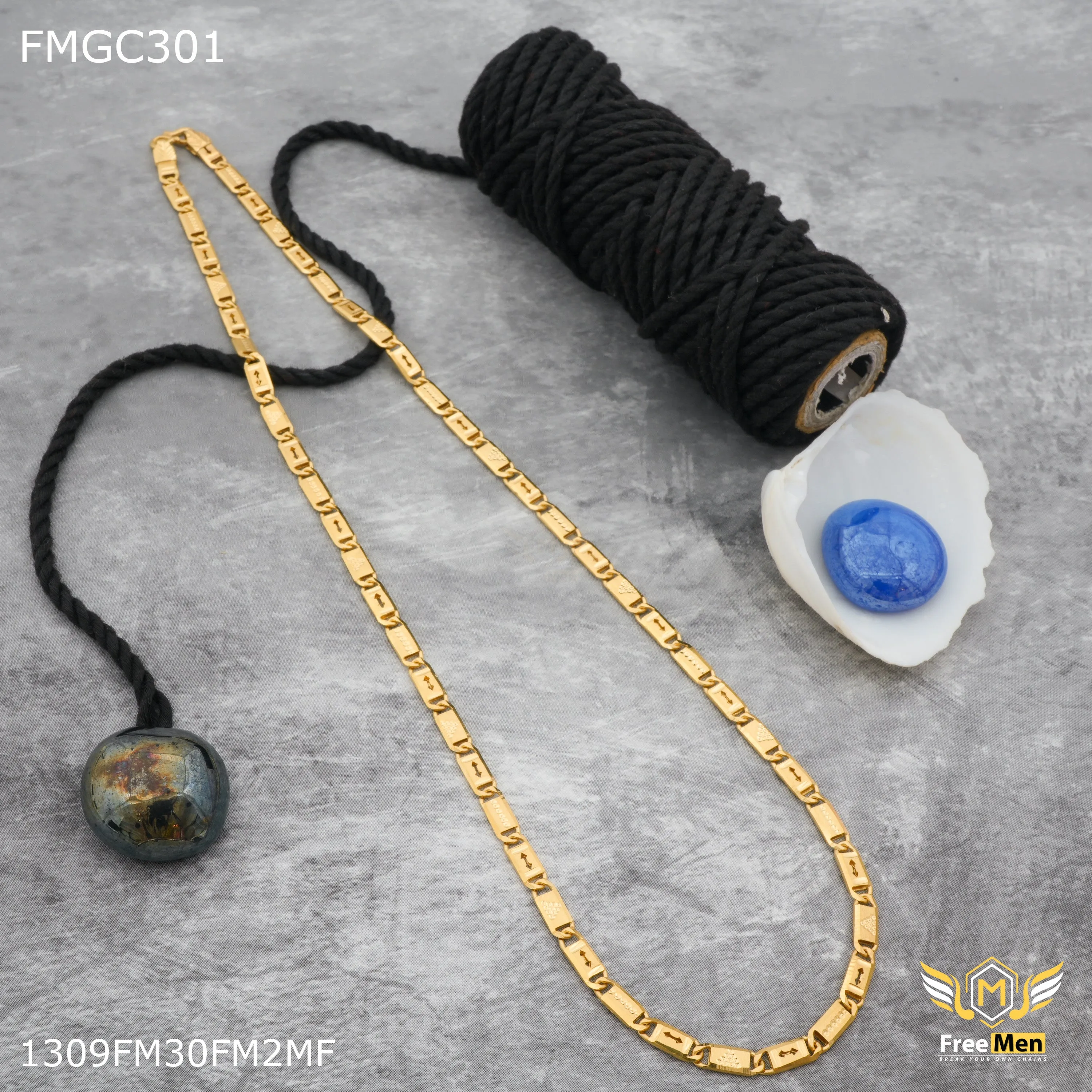 Freemen Double arrow symbol nawabi golden chain For Men - FMGC301