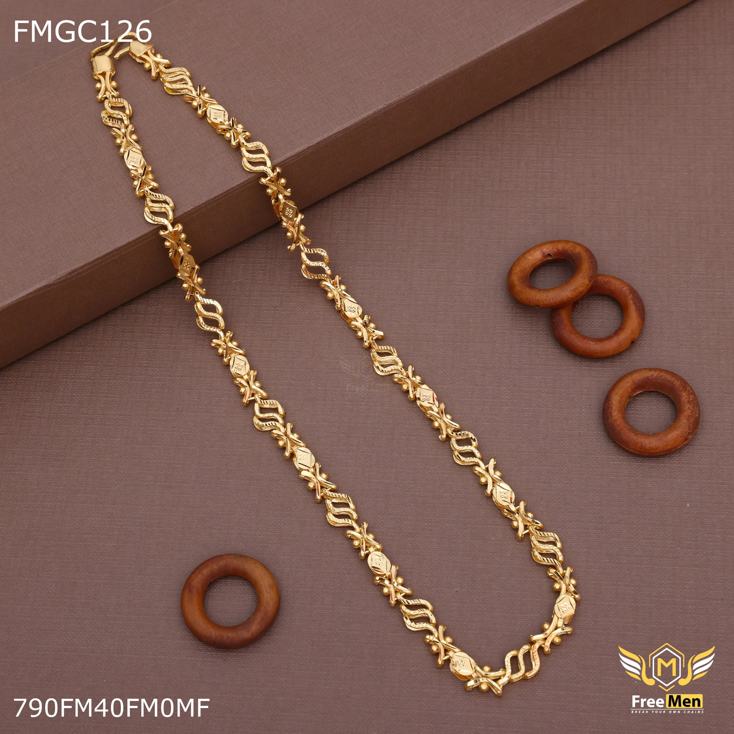 Freemen fancy x  design Gold-Plated Chain- FMGC126