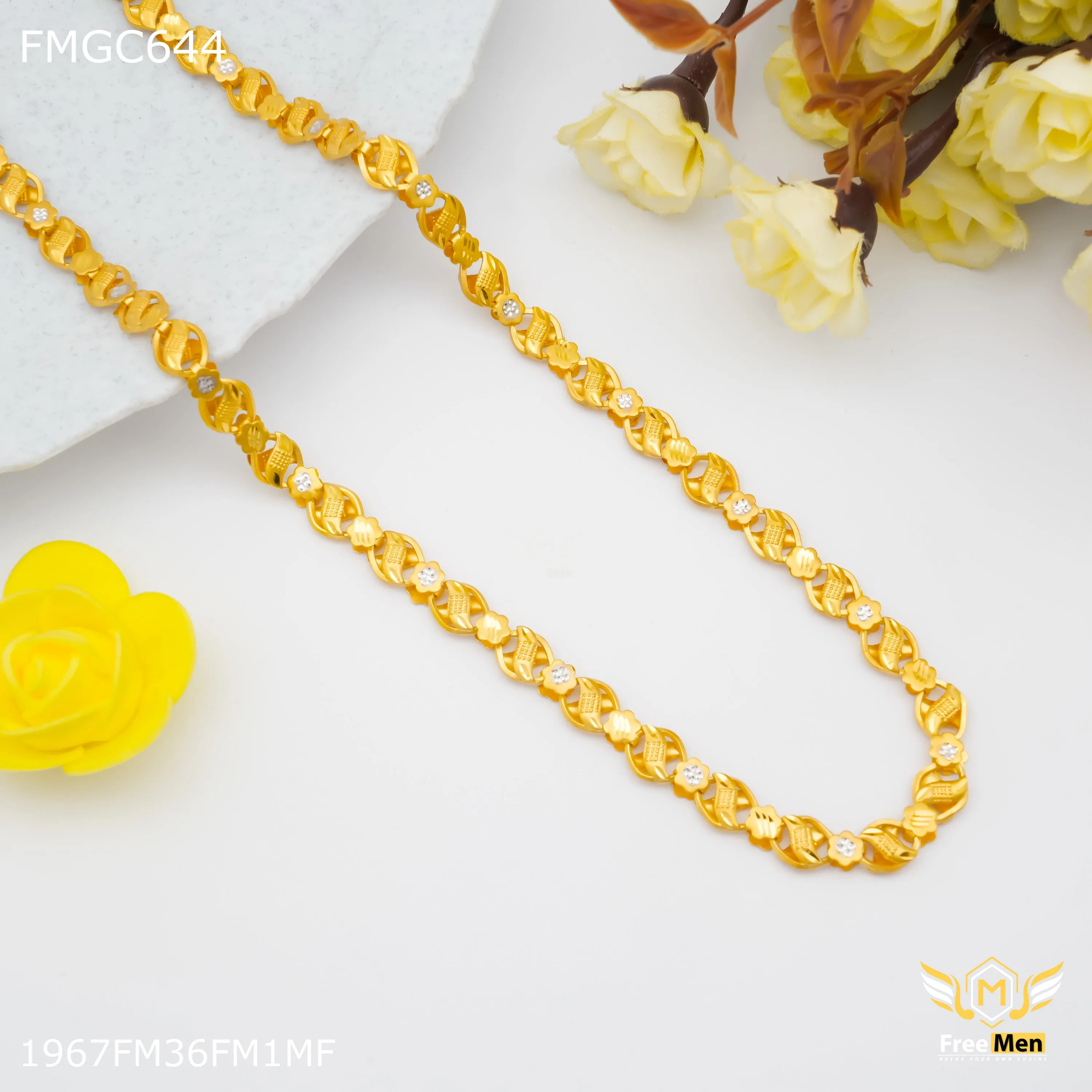 Freemen Flower Gold Plated Chain for Man - FMGC644