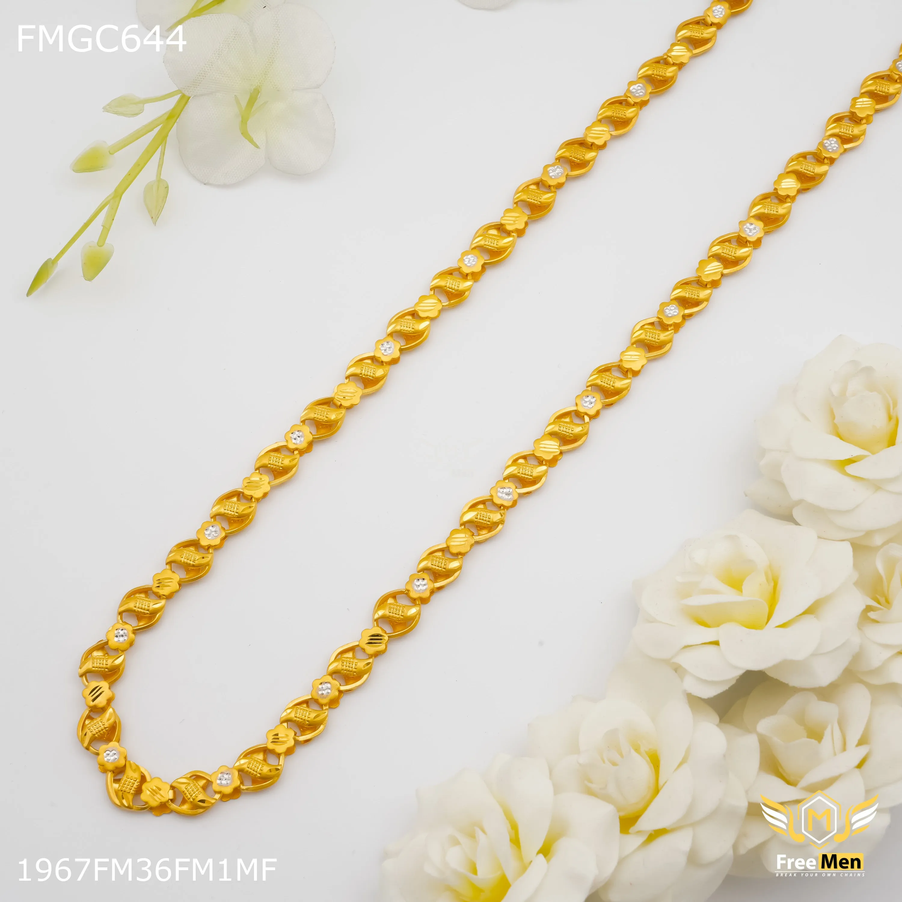 Freemen Flower Gold Plated Chain for Man - FMGC644