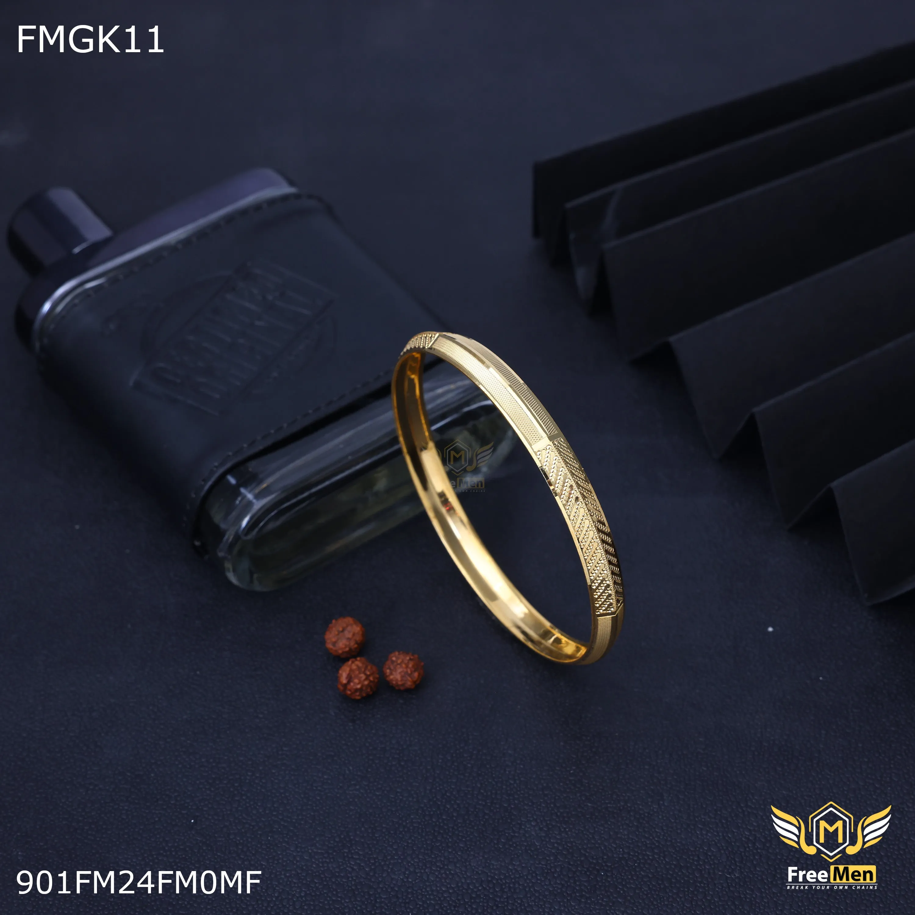 Freemen Gold plated Arrow design gold Kada  - FMGK11