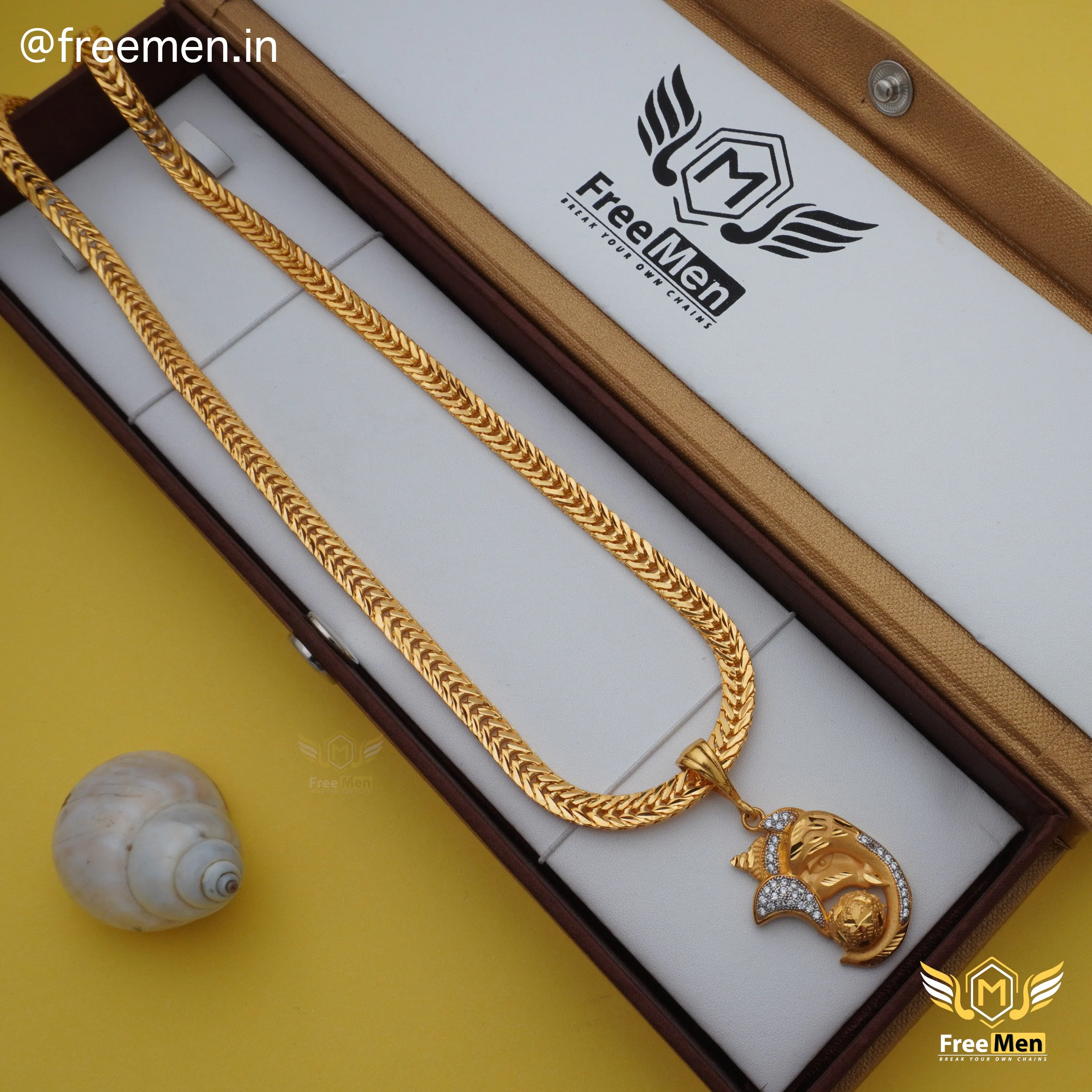 Freemen Gold Plated Chain With Ganpati  Pendant - FM202