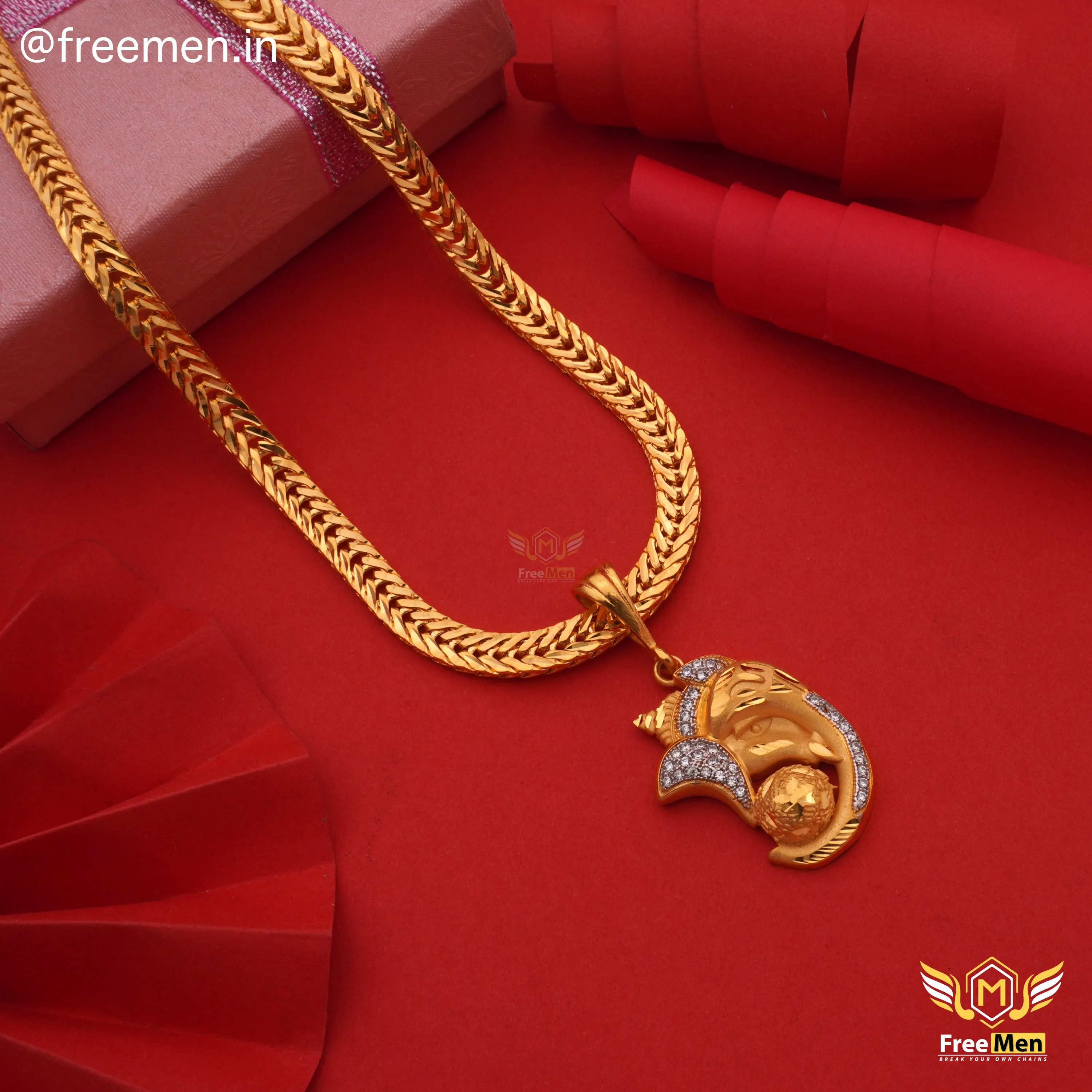 Freemen Gold Plated Chain With Ganpati  Pendant - FM202