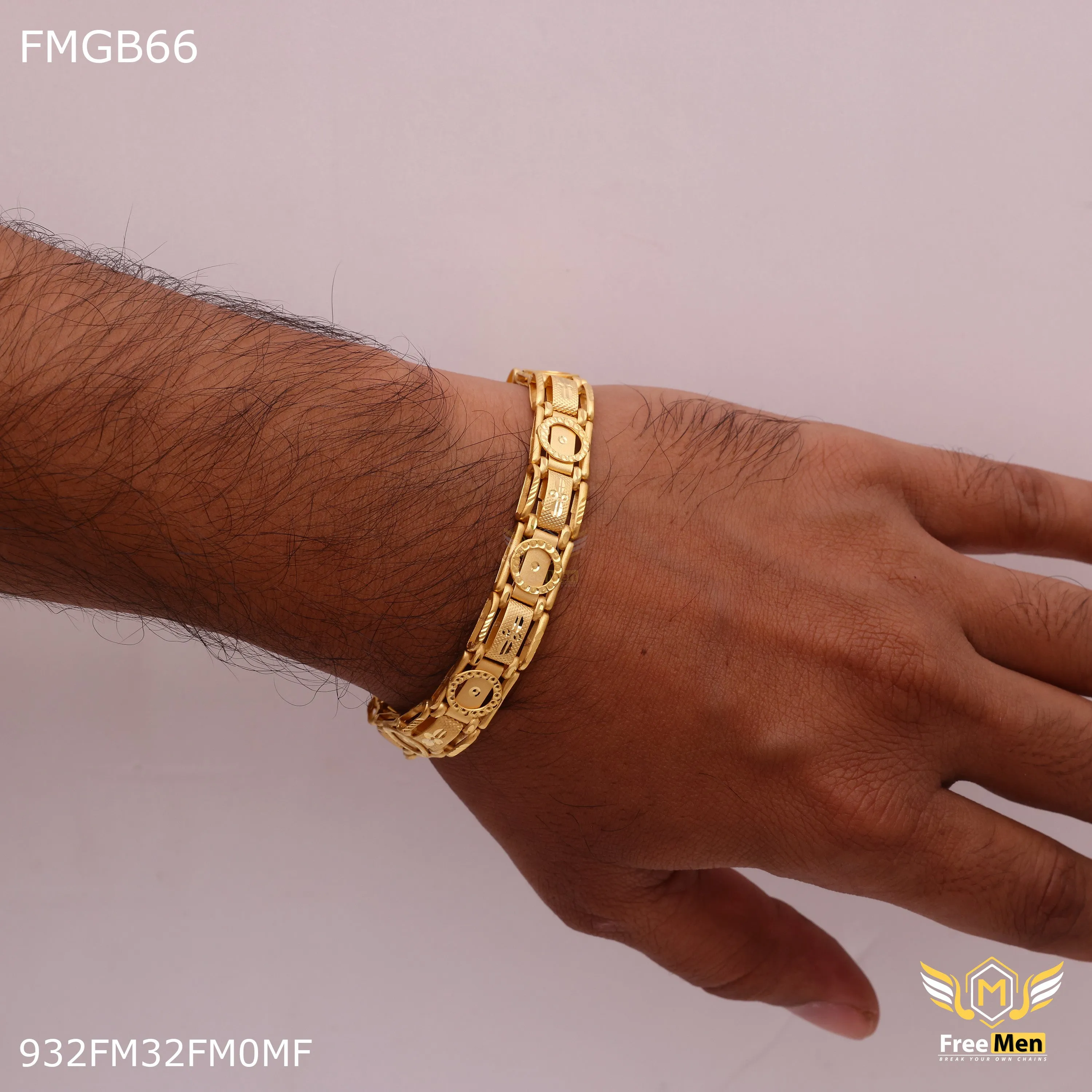 Freemen Gold plated circle point Bracelet for Man - FMGB66