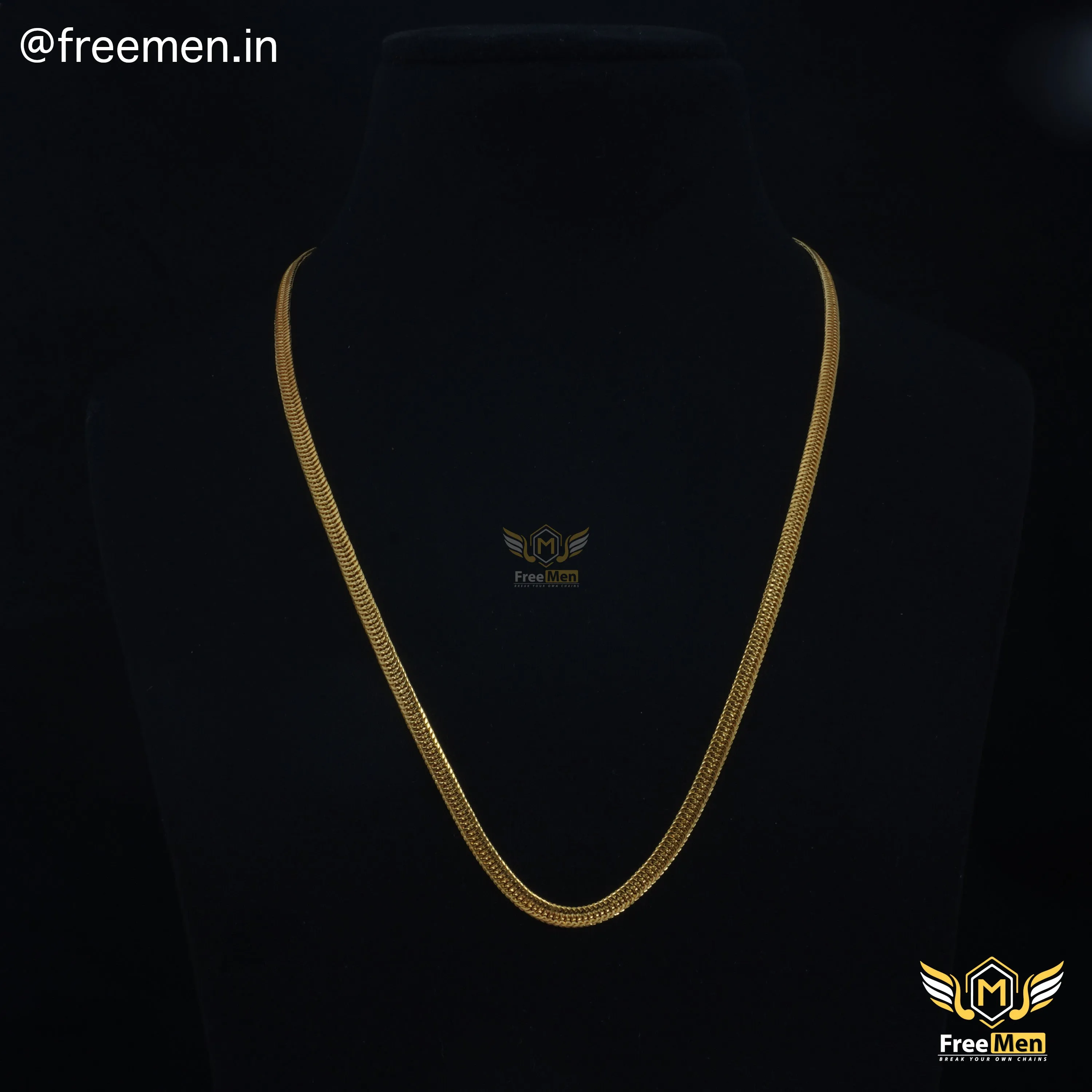 Freemen Gold Plated Snack Design Chain for Men - FM96