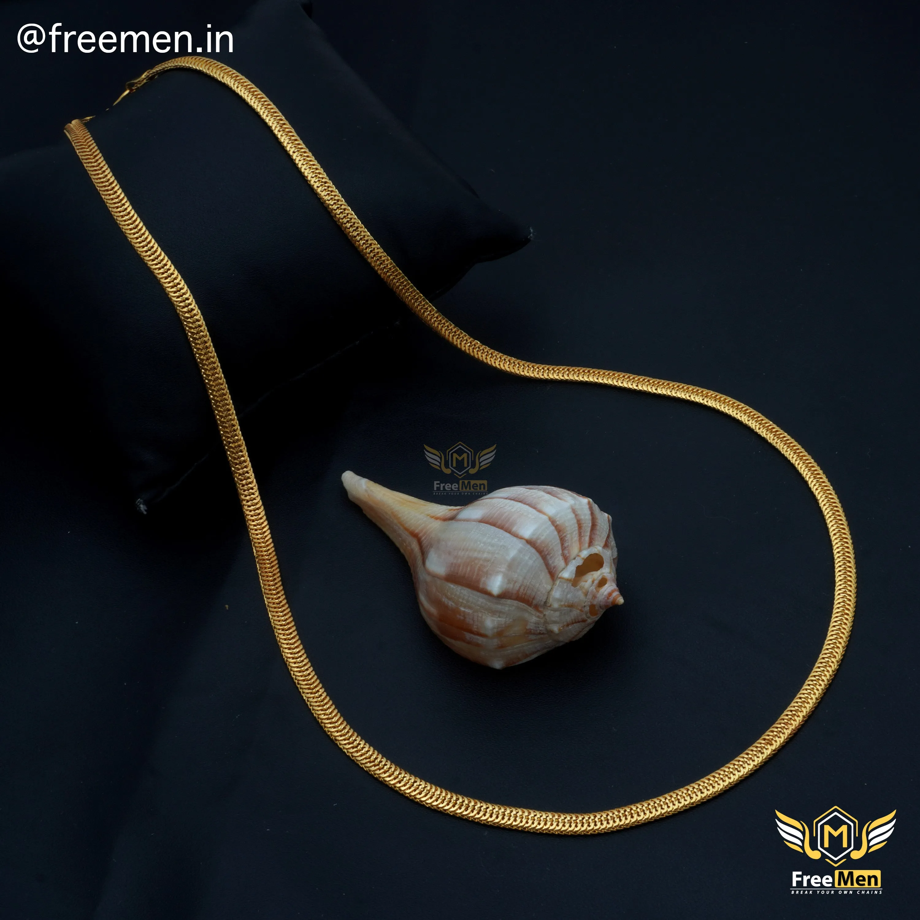 Freemen Gold Plated Snack Design Chain for Men - FM96