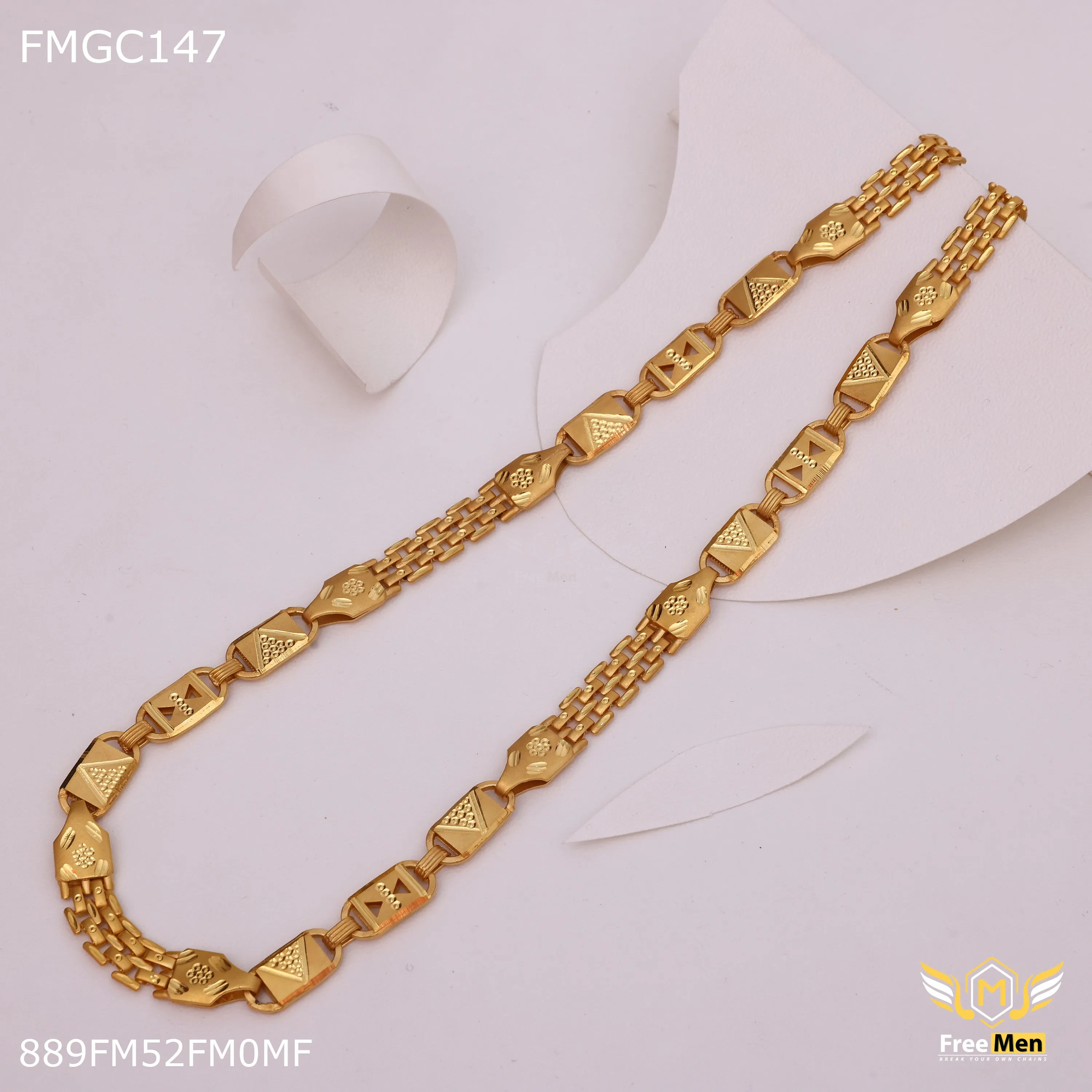 Freemen Gold Plated Traditional Patta and Biscuit Chain for Men - FMGC147