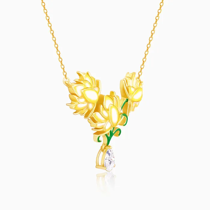 Golden Bewitching Brahma Kamal Necklace