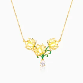 Golden Bewitching Brahma Kamal Necklace