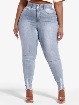 High Rise Destructed Curvy Skinny Jeans - Tall Inseam