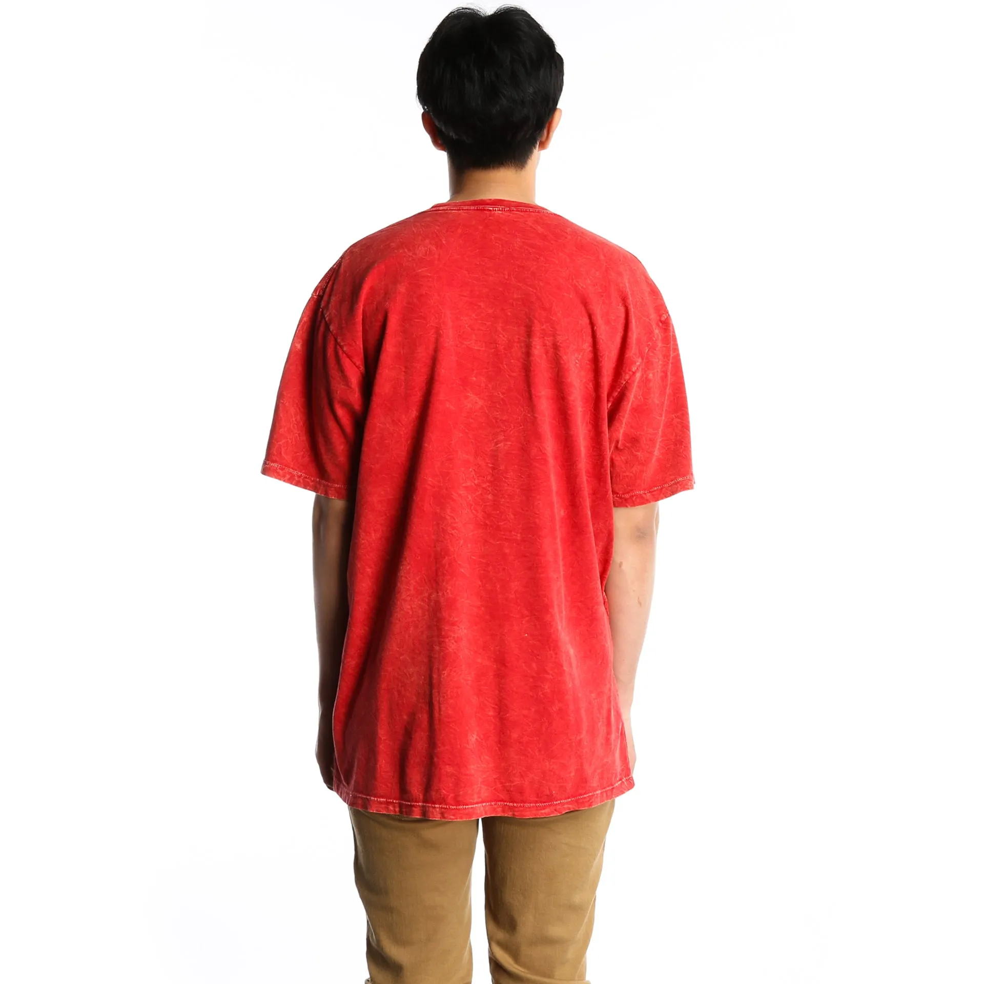 Huf Outline Box Logo Acid Wash Tee - Red