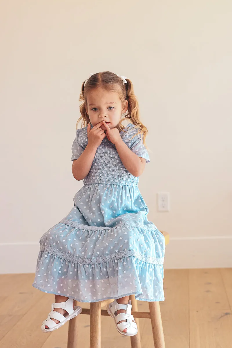 Isla Dot Dress in Blue - Kids