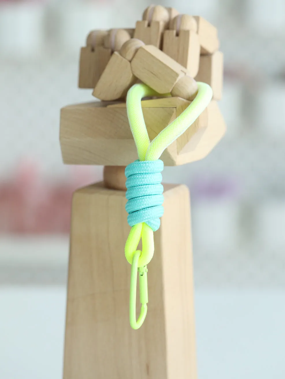 Keychain Accessory | Woven Rope with Carabiner Fluorescent Pendant Phone Strap