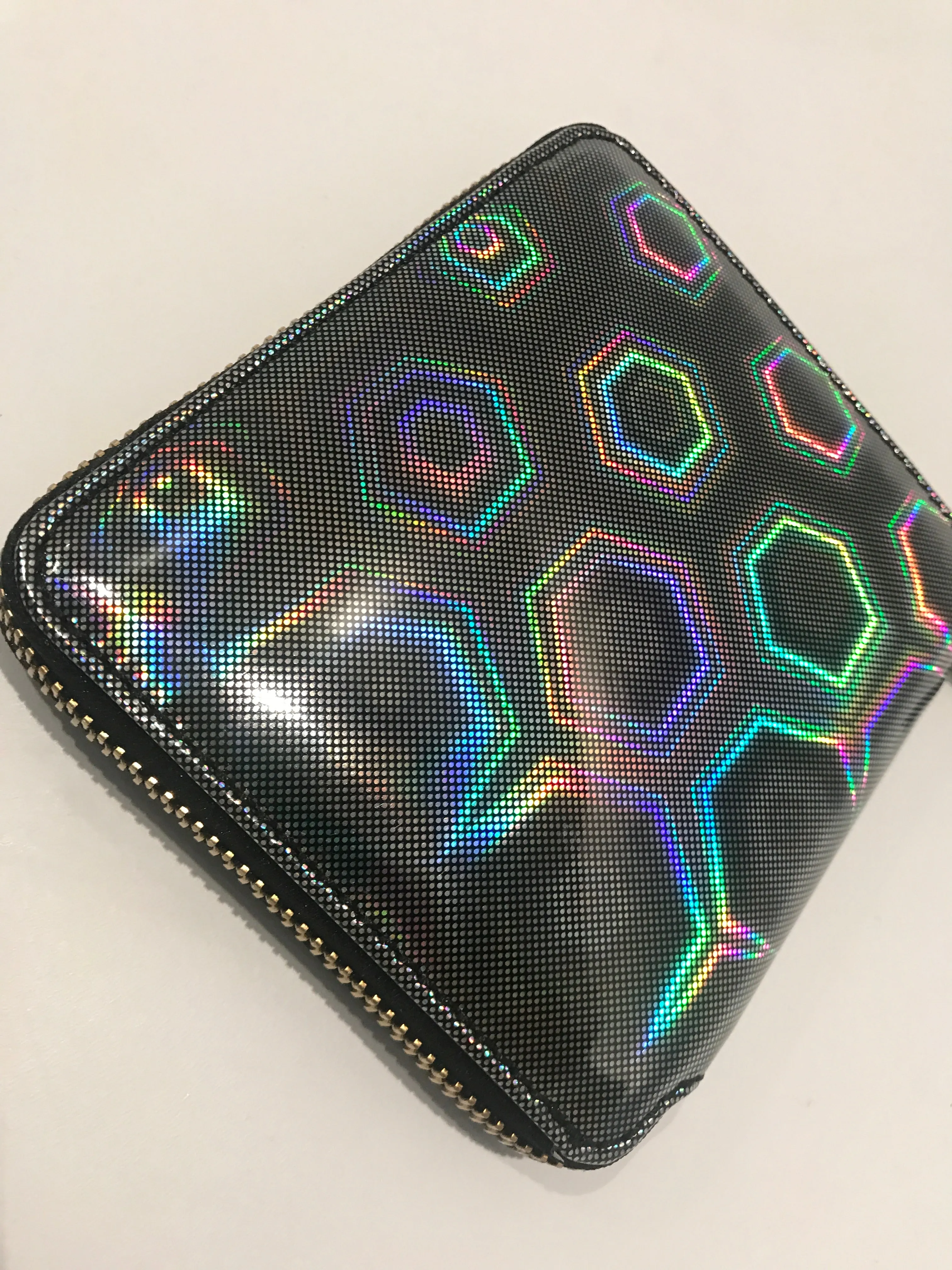 Large 3-Sided Zip Wallet Black Rainbow 2100BR