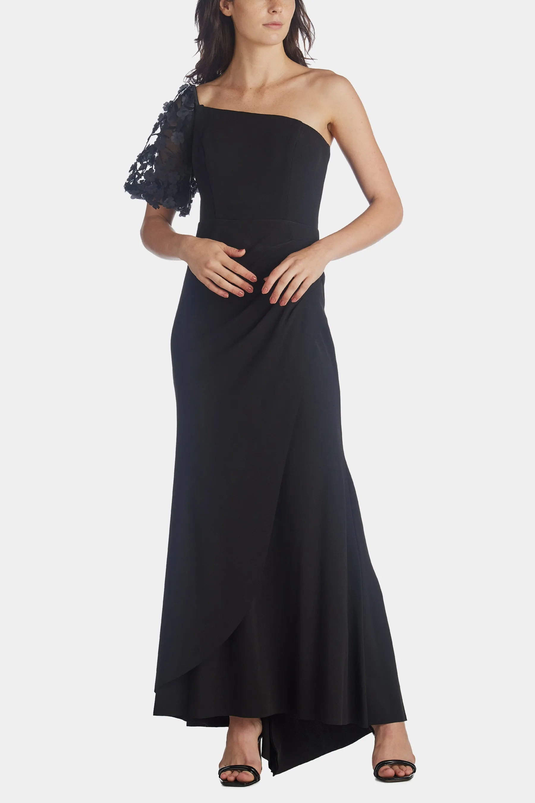 Long One Shoulder Scuba Crepe Dress