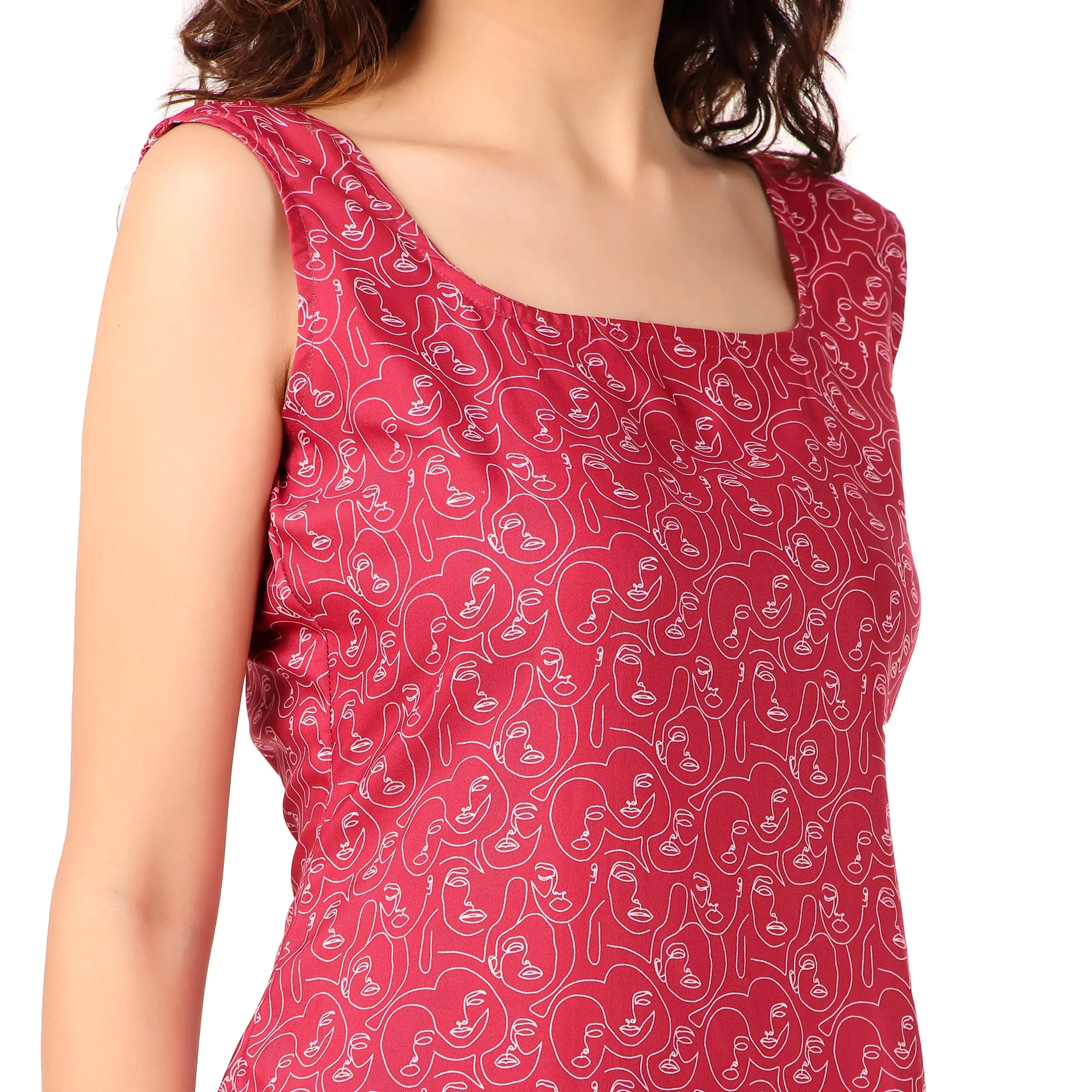 Magnetism Red Modern Print Kurti