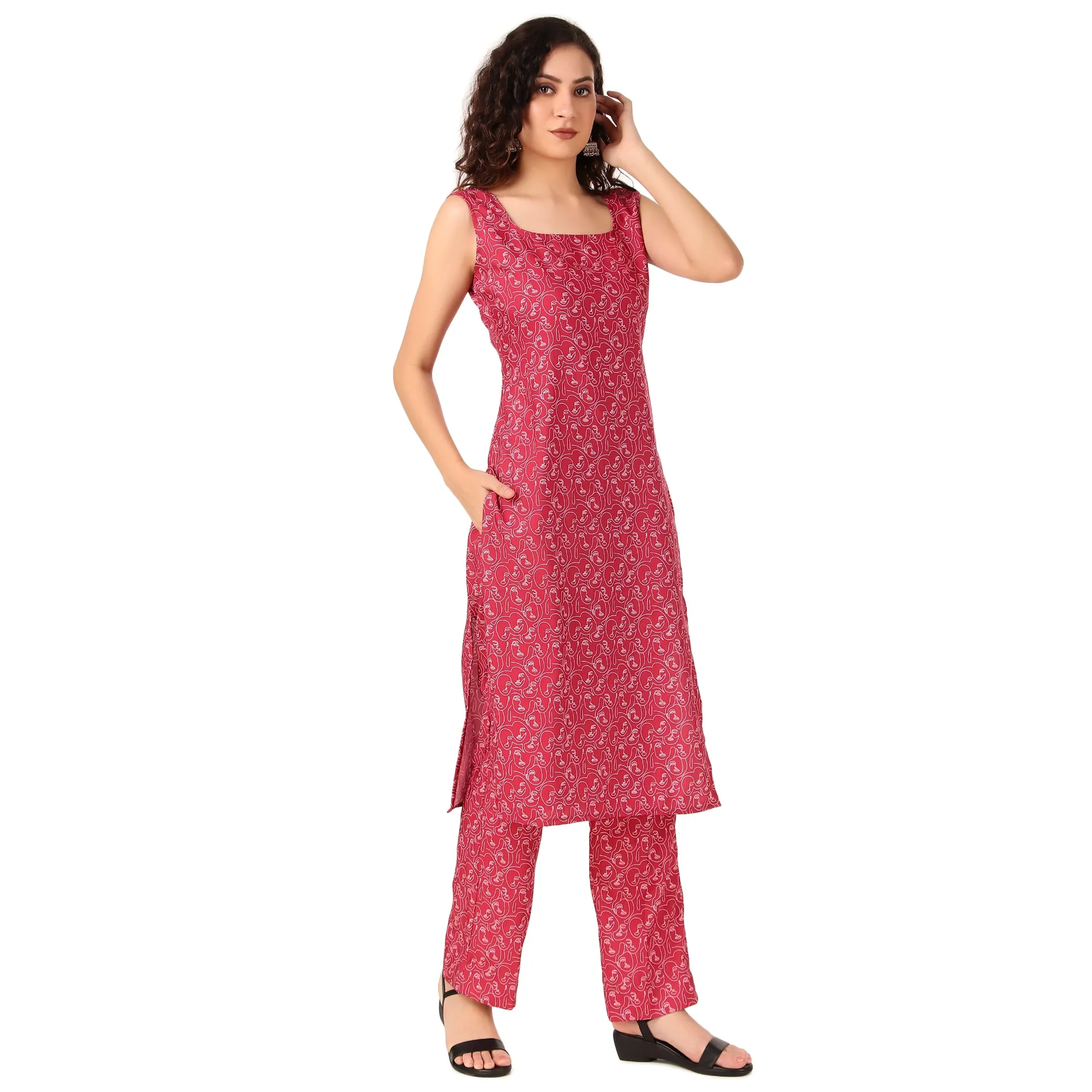 Magnetism Red Modern Print Kurti