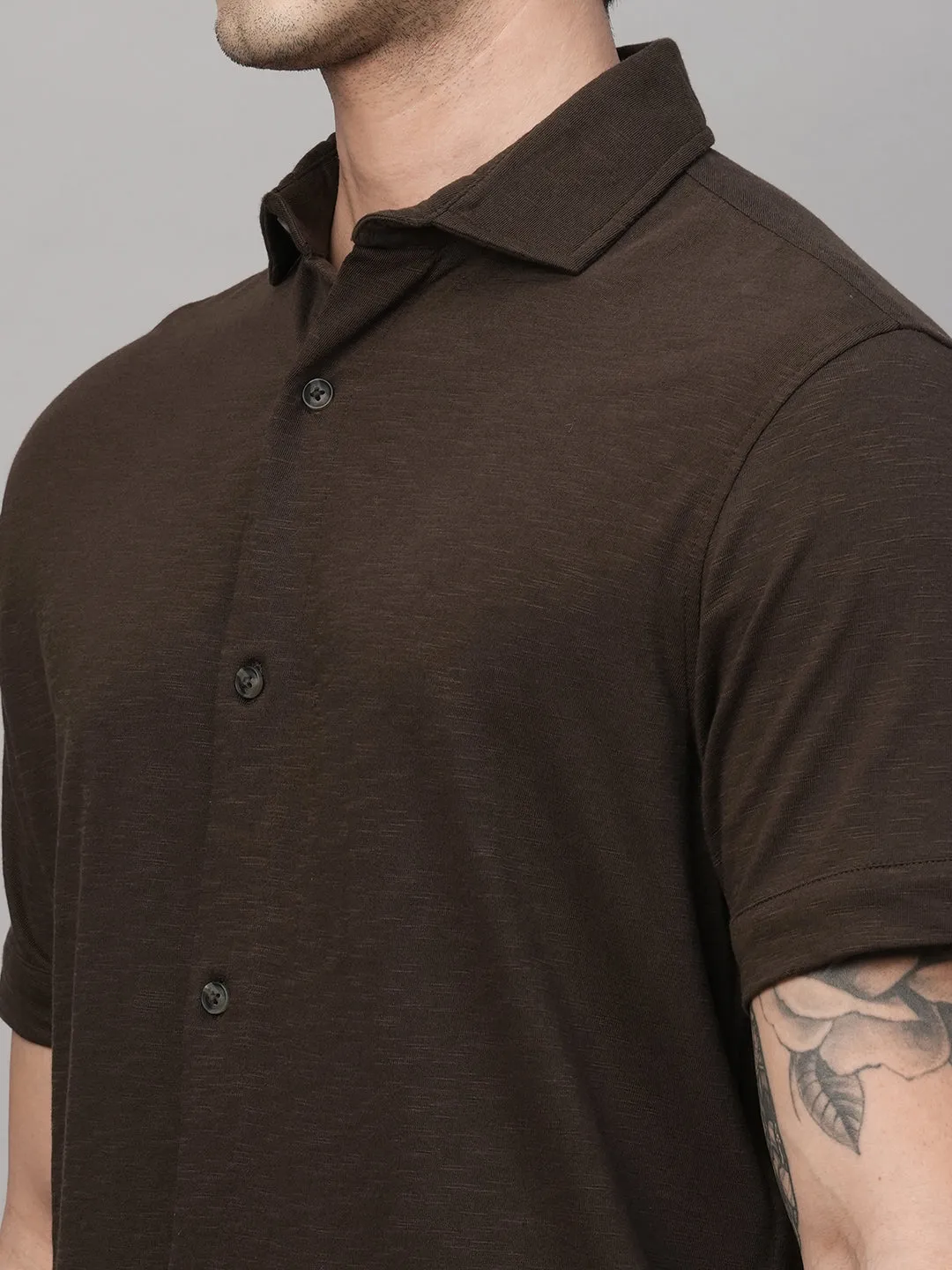 Men's Brown Cotton Regular Fit Tshirts