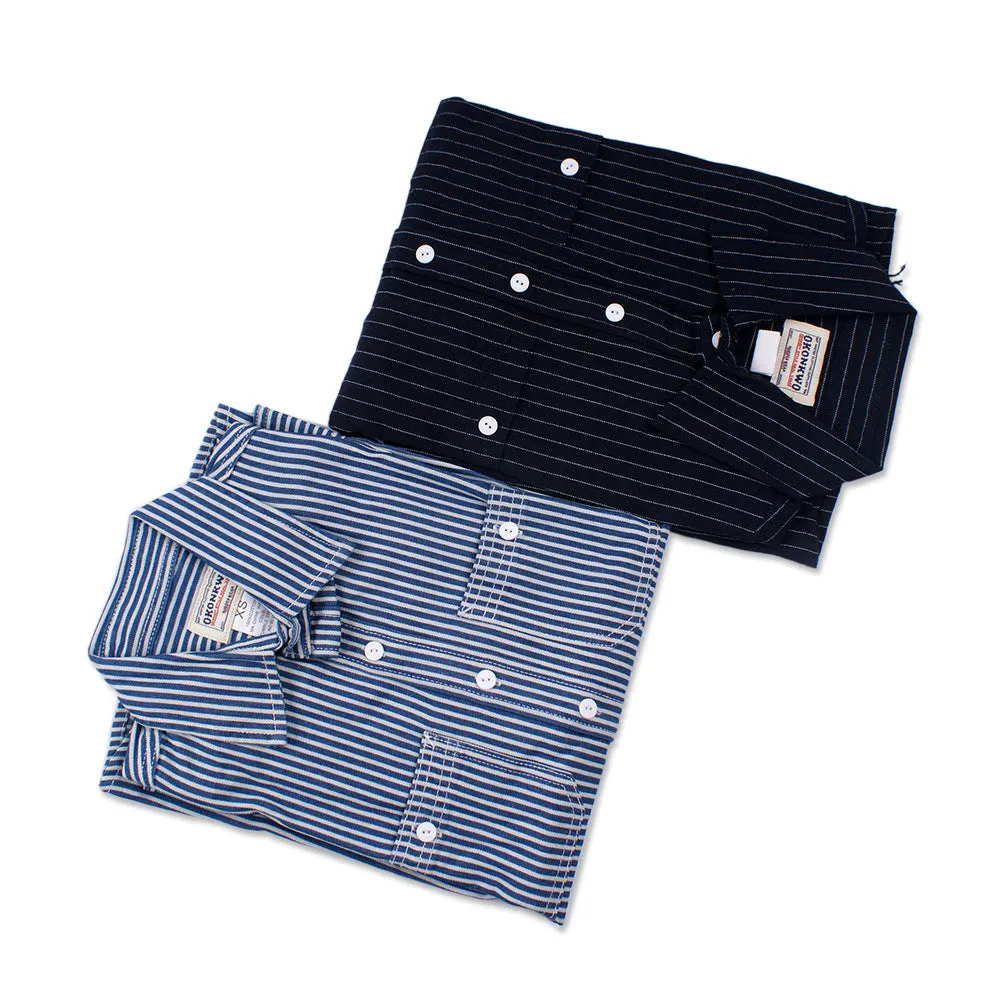 Men's casual vertical striped workwear long-sleeved shirt