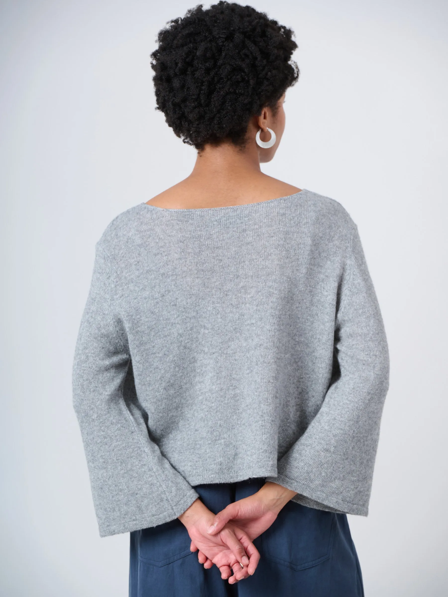 Merino Wool Blend Flared Sleeve Sweater