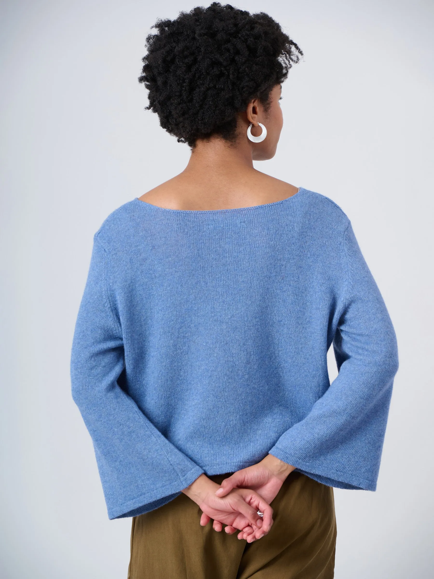 Merino Wool Blend Flared Sleeve Sweater