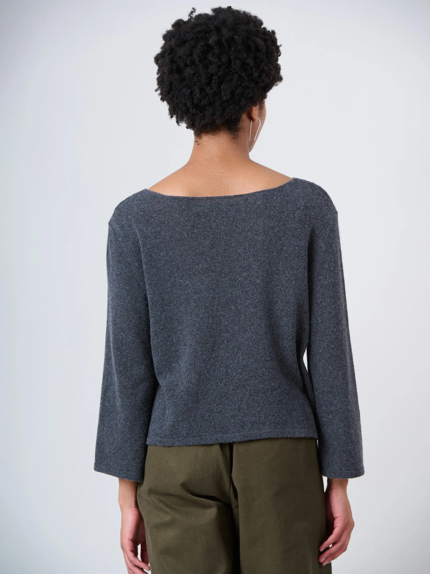 Merino Wool Blend Flared Sleeve Sweater