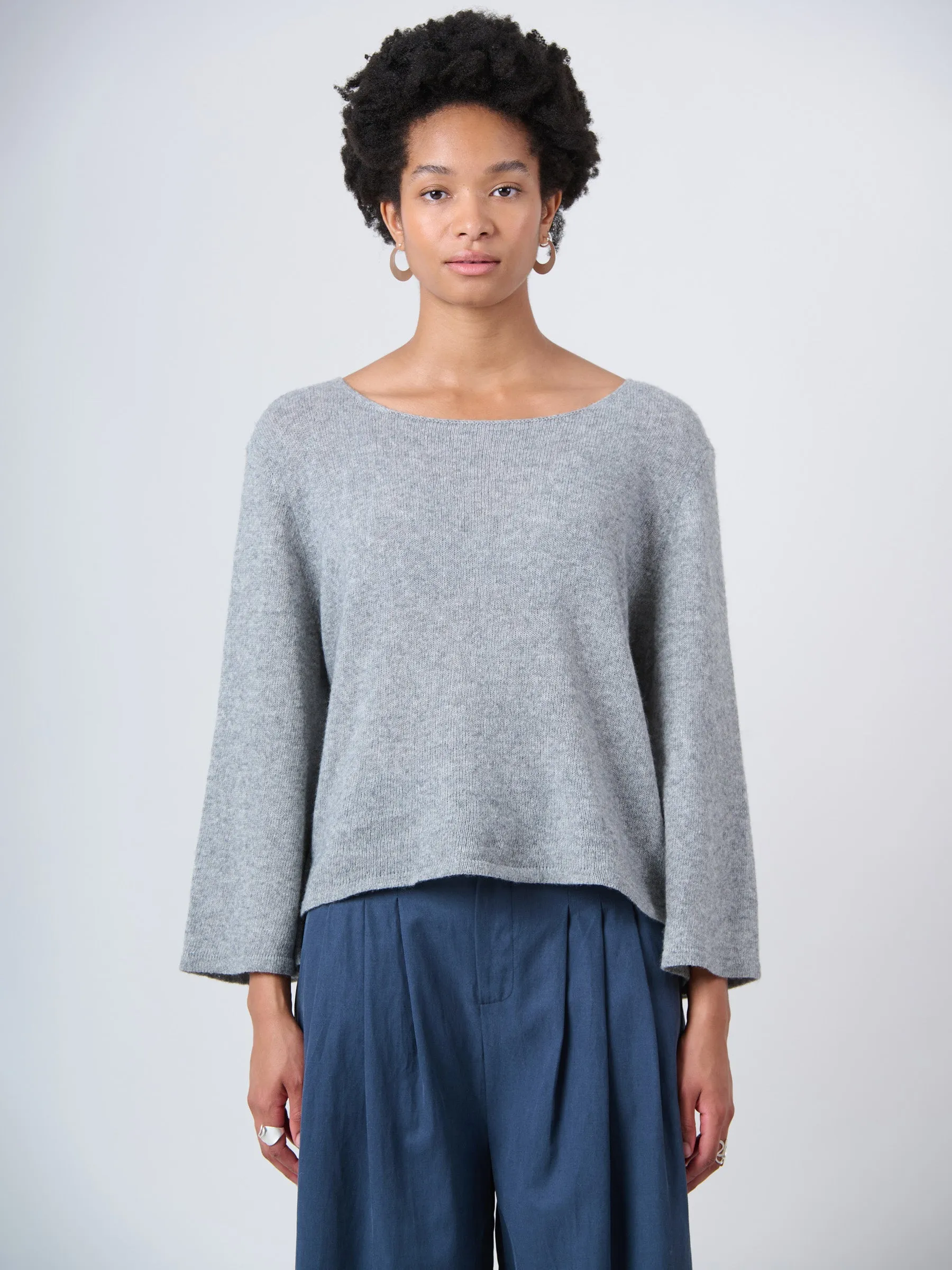 Merino Wool Blend Flared Sleeve Sweater