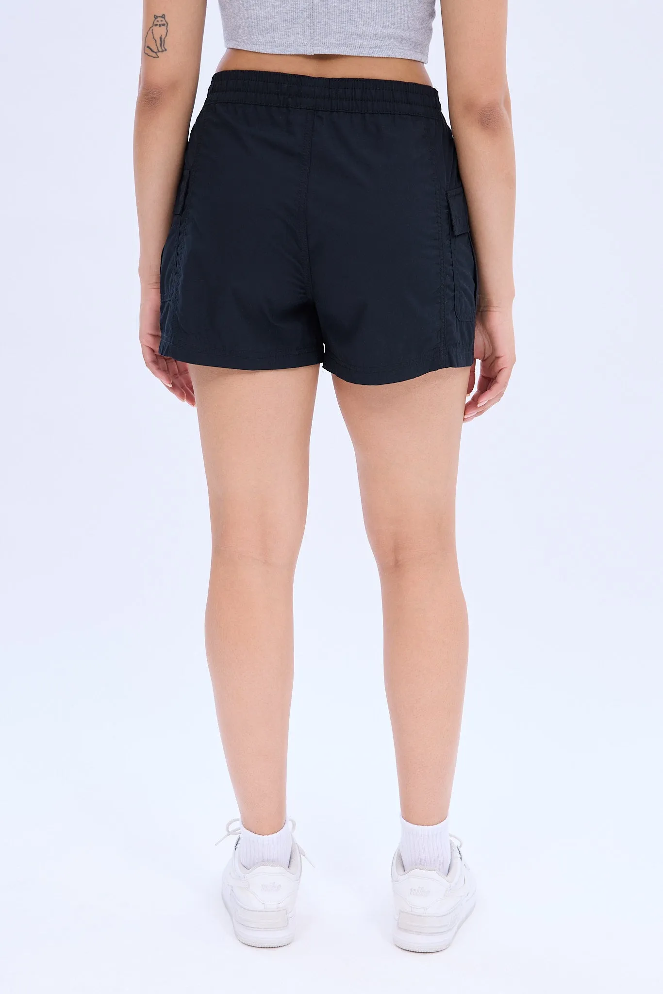 Mid Rise Cargo Poplin Short